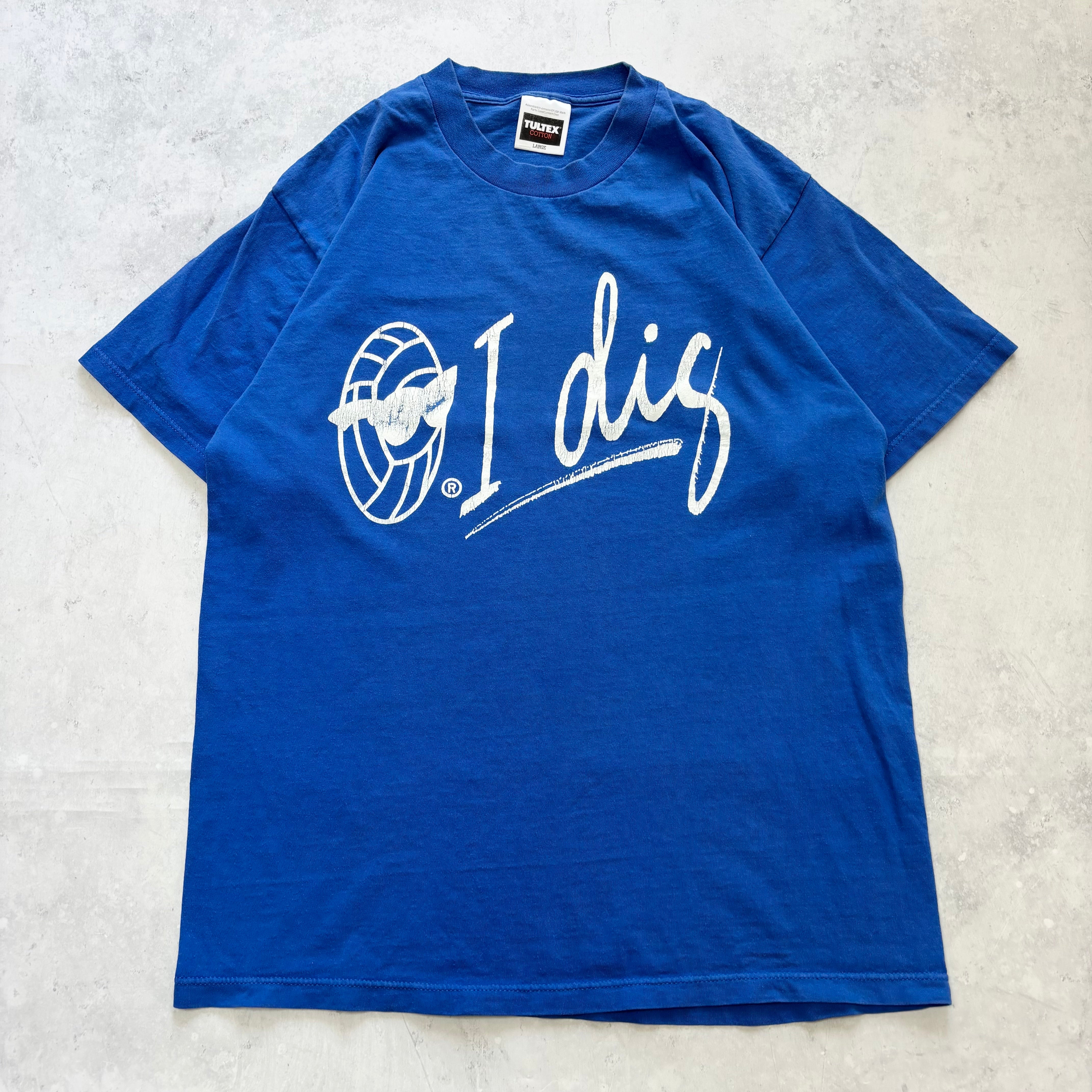 Vintage T Shirt Mens Large Blue Graphic Print 90s USA Tultex (E)