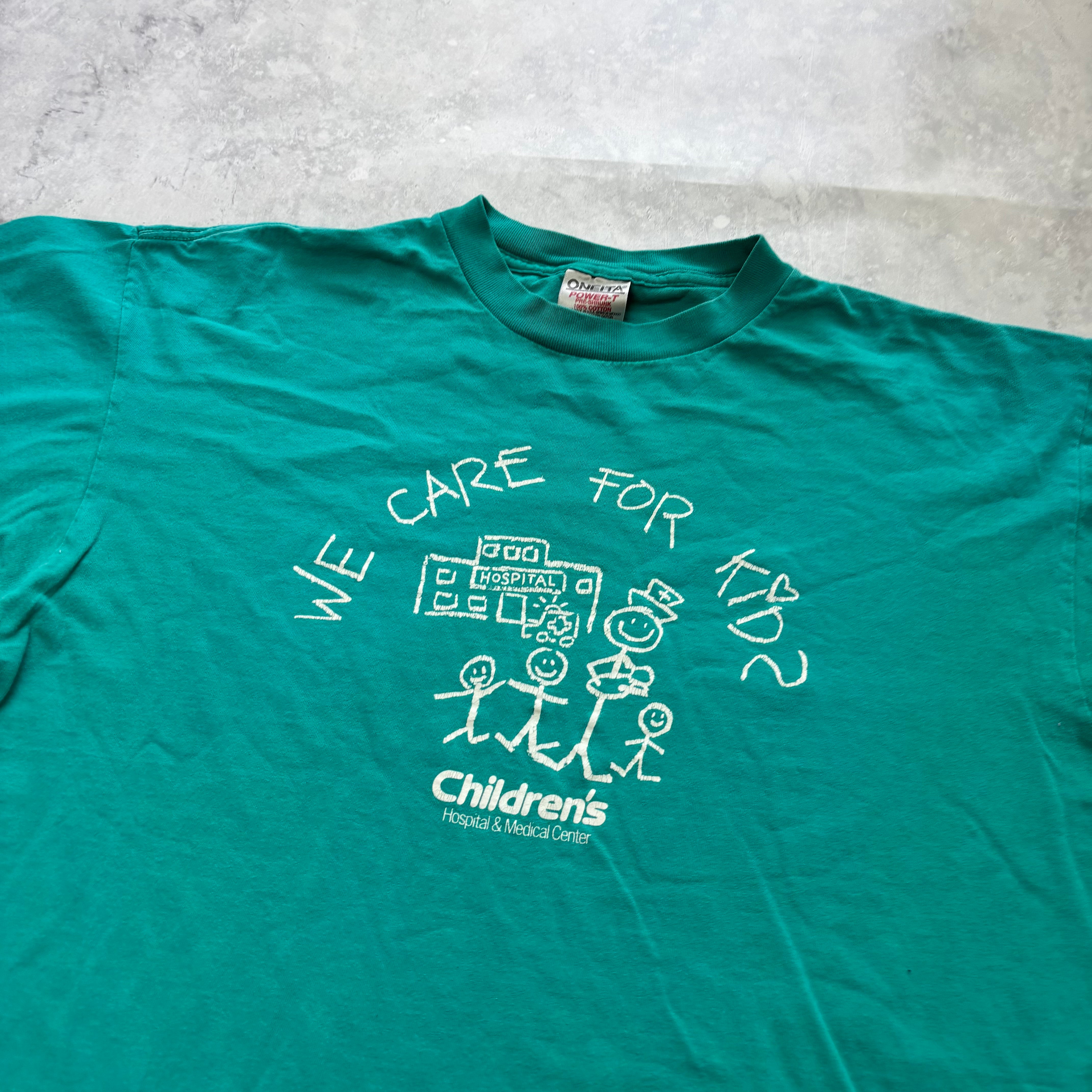 Vintage T Shirt Mens XL Teal Green Single Stitch Graphic Print 90s USA (E)