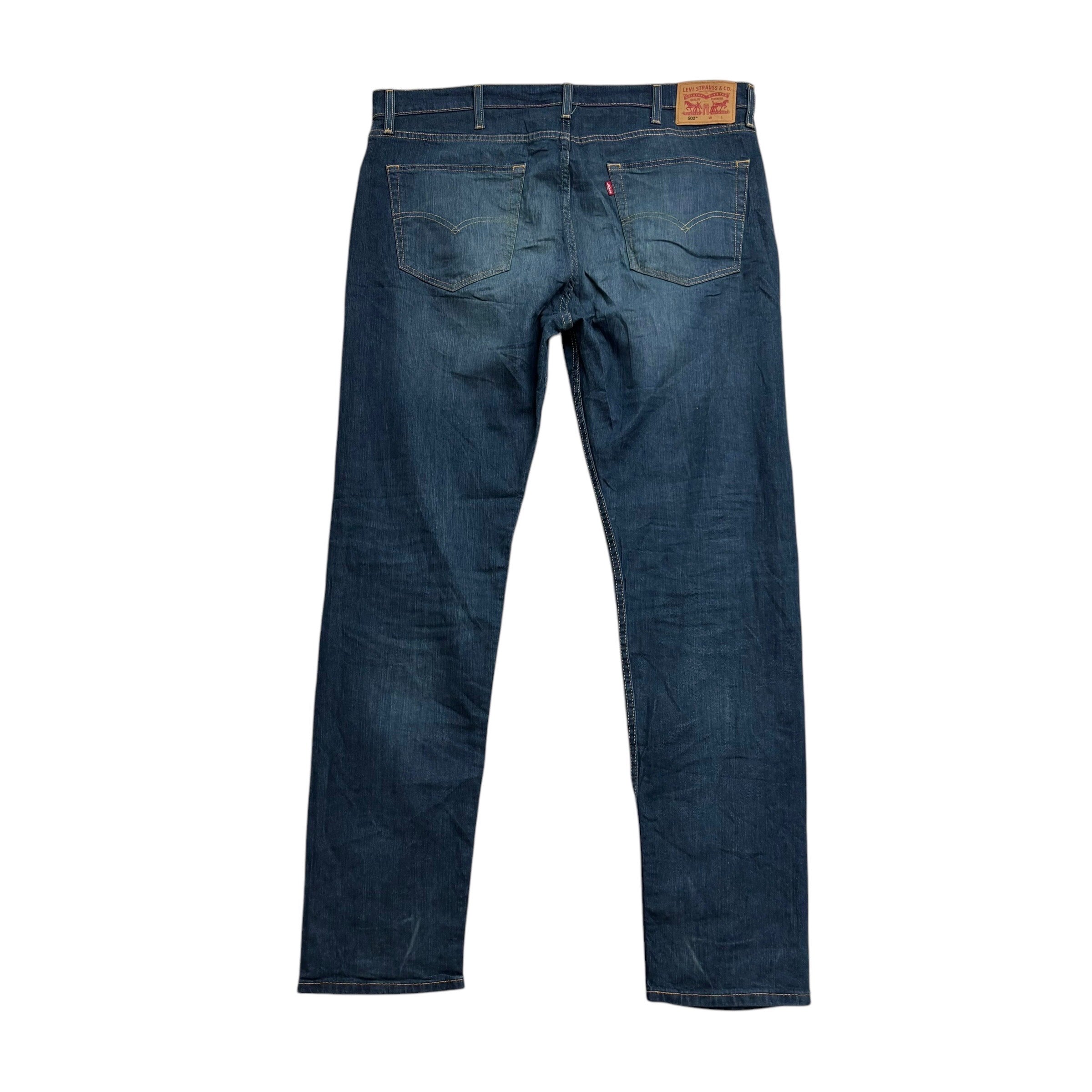 Levis 502 Jeans W40 L36 Mens Dark Blue Regular Tapered Fit Stretch Denim (E)