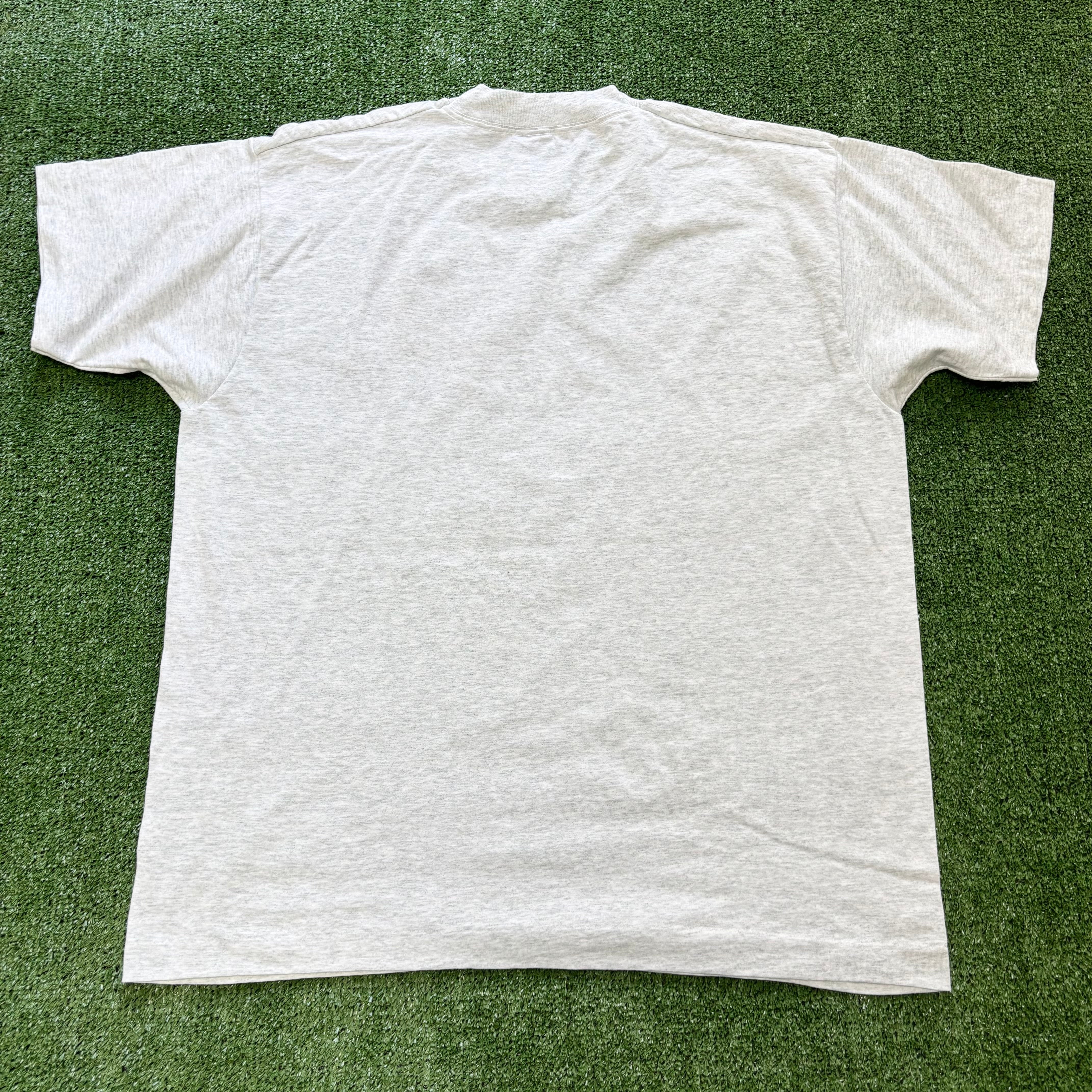 Vintage T Shirt Mens XL Grey Single Stitch Graphic Print 90s USA Track (E)