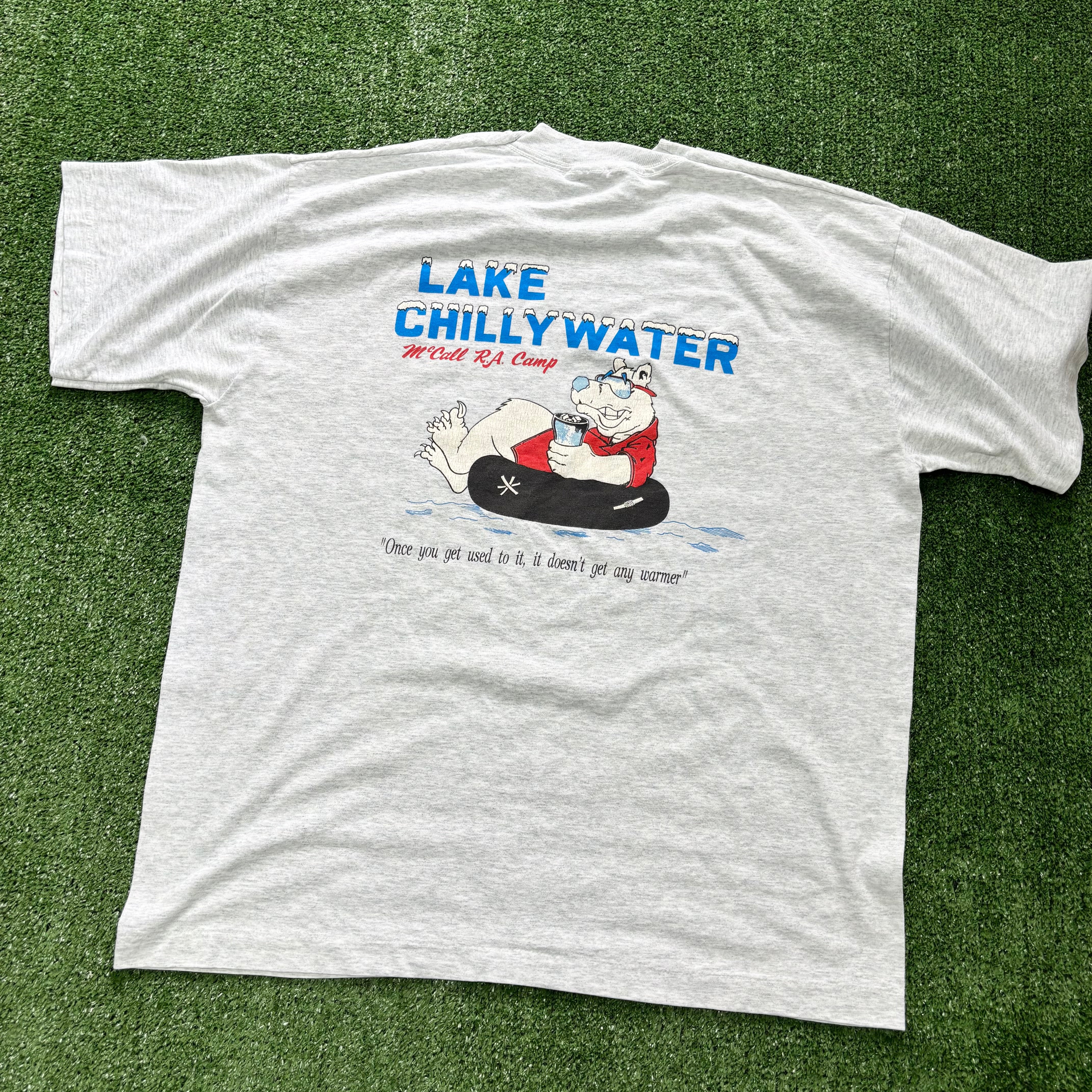 Vintage T Shirt Mens Large Grey Single Stitch Graphic Print 90s USA (F)