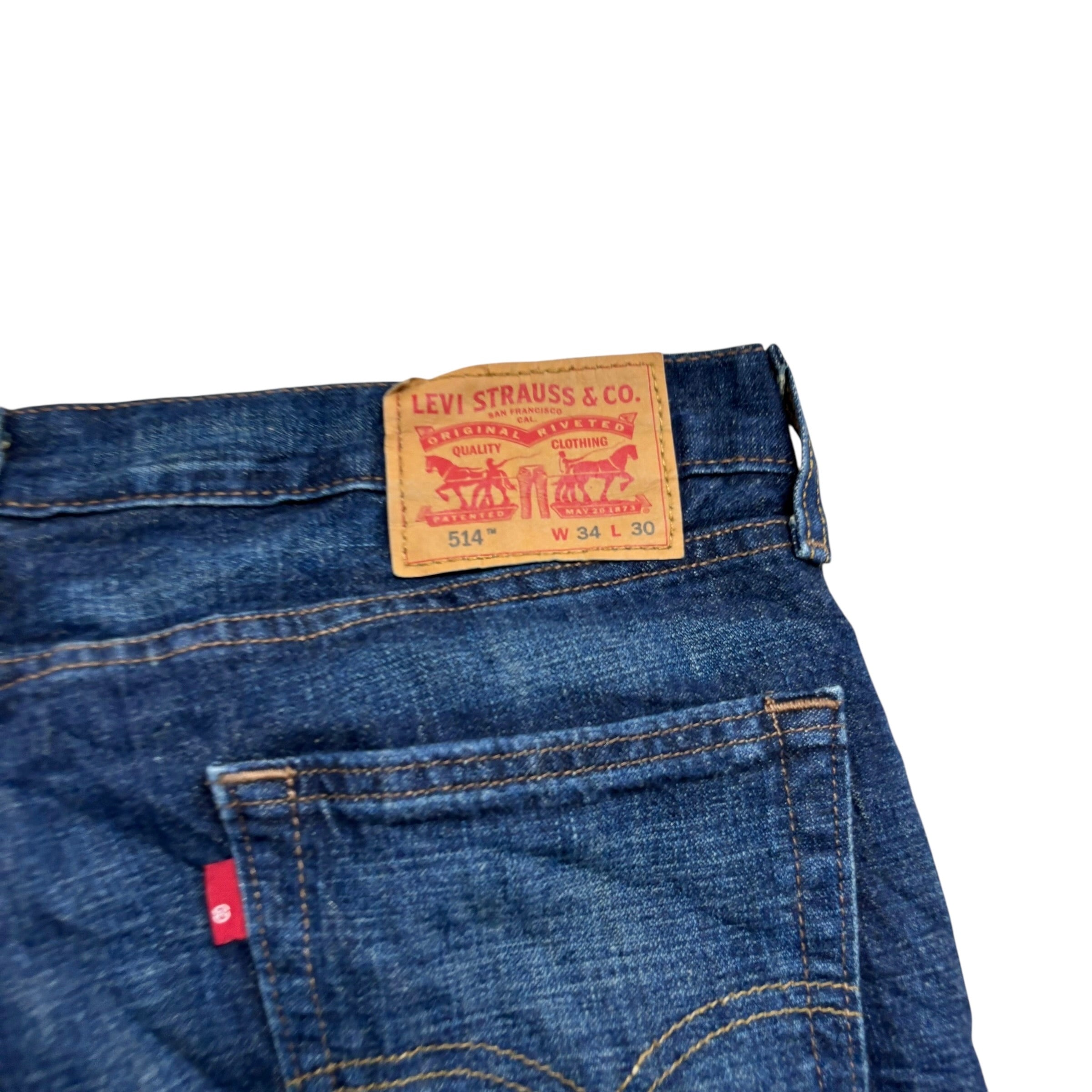 Levis 514 Jeans W34 L30 Mens Dark Blue Regular Straight Fit Denim (E)