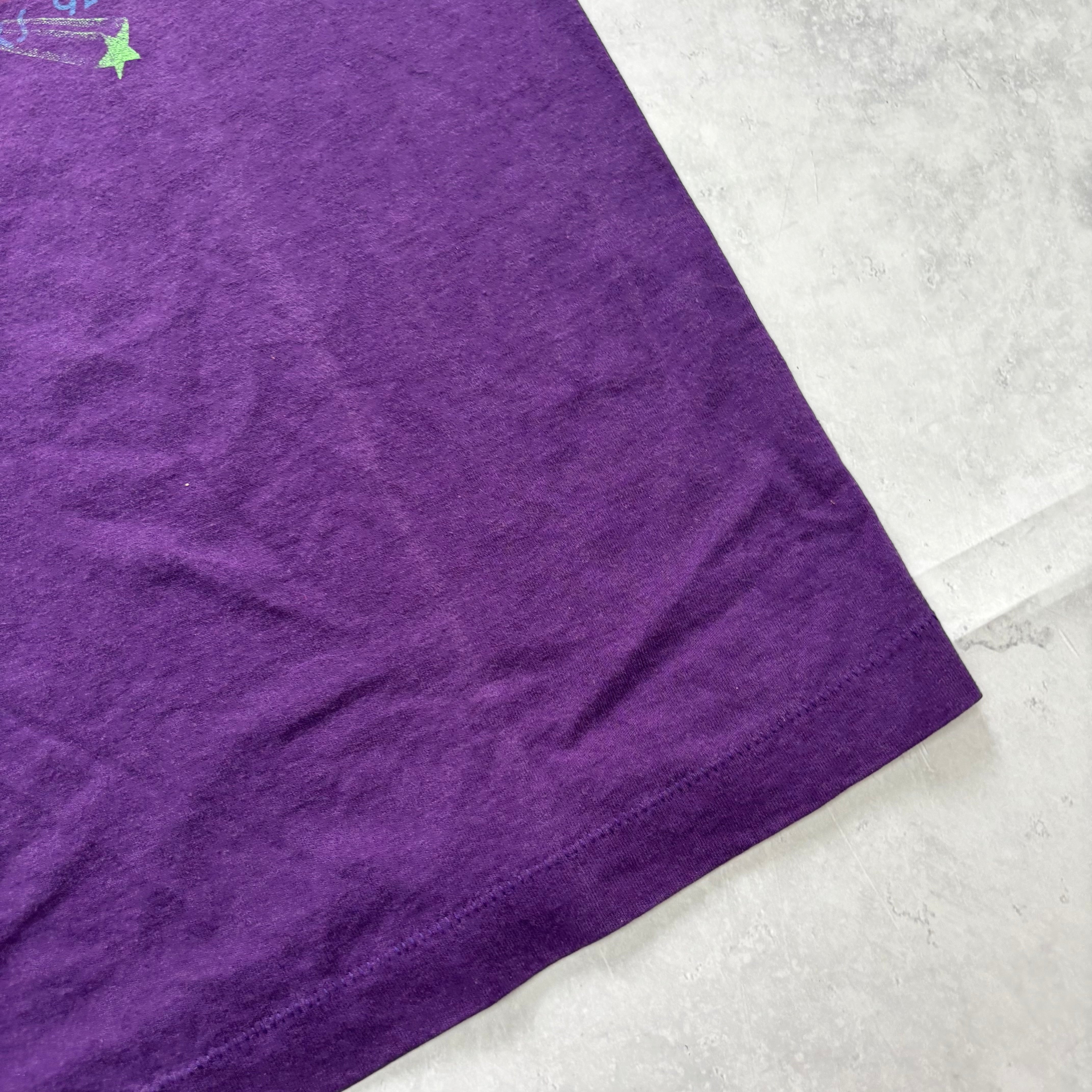 Vintage T Shirt Mens Large Purple Single Stitch Graphic Print 90s USA