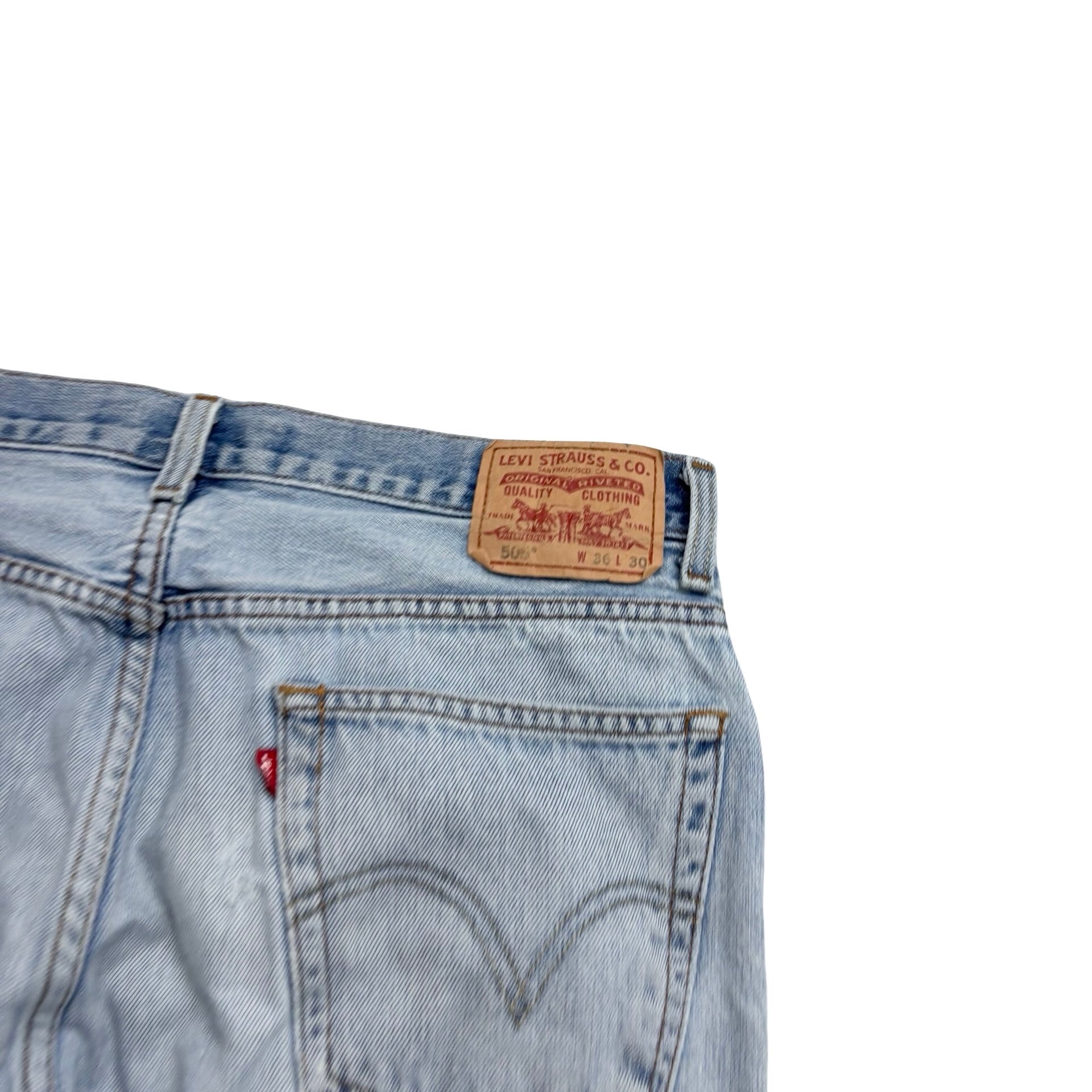 Levis 505 Jeans W34 L29 Mens Light Blue Regular Straight Fit Vintage Denim (F)
