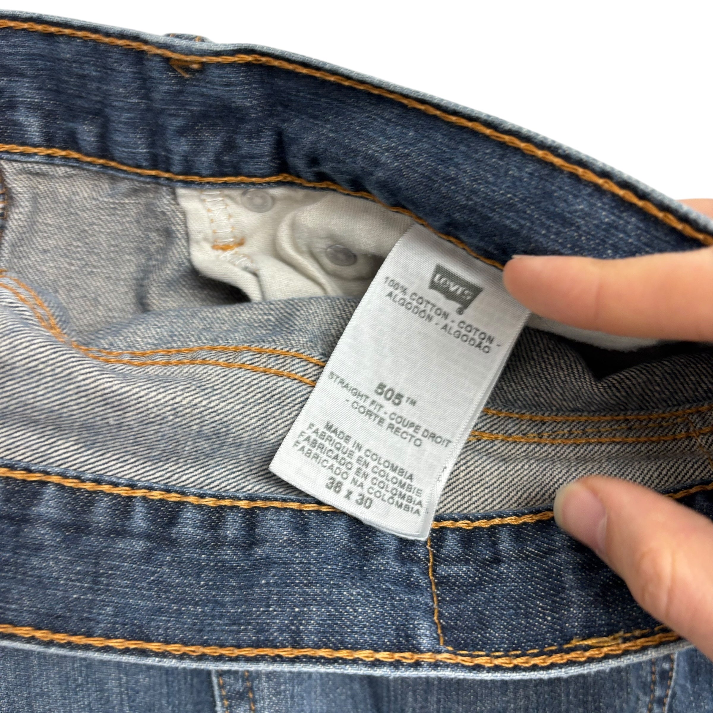 Levis 505 Jeans W36 L30 Mens Dark Blue Regular Straight Fit Vintage Denim