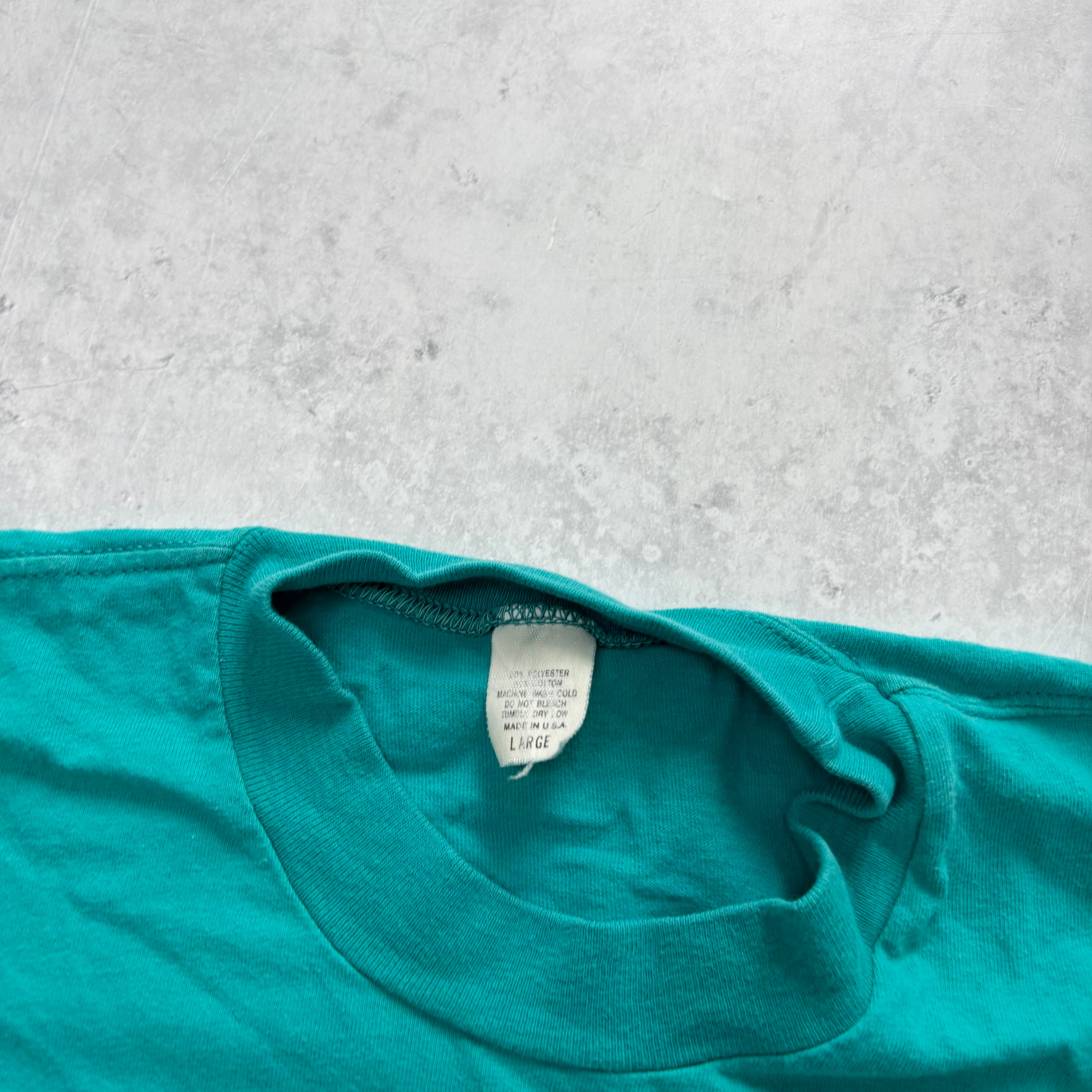 Vintage T Shirt Mens Medium Blue Single Stitch Graphic Print 90s Cute Nature (E)