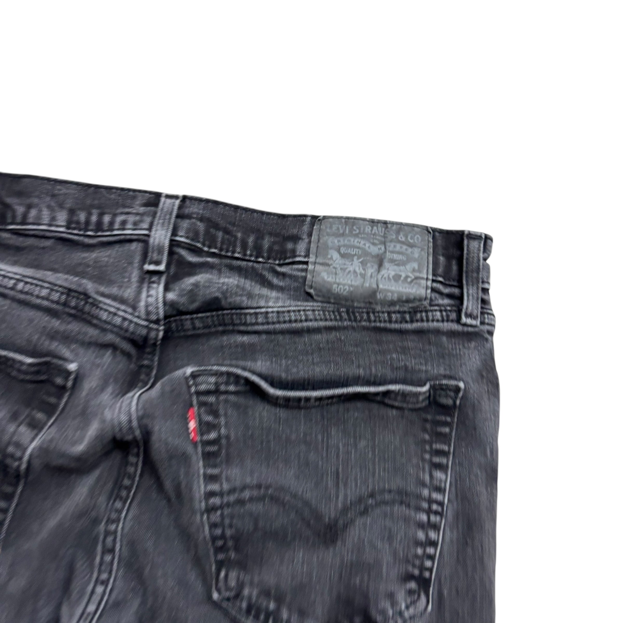Levis 502 Jeans W32 L29 Mens Black Regular Tapered Fit Stretch Denim