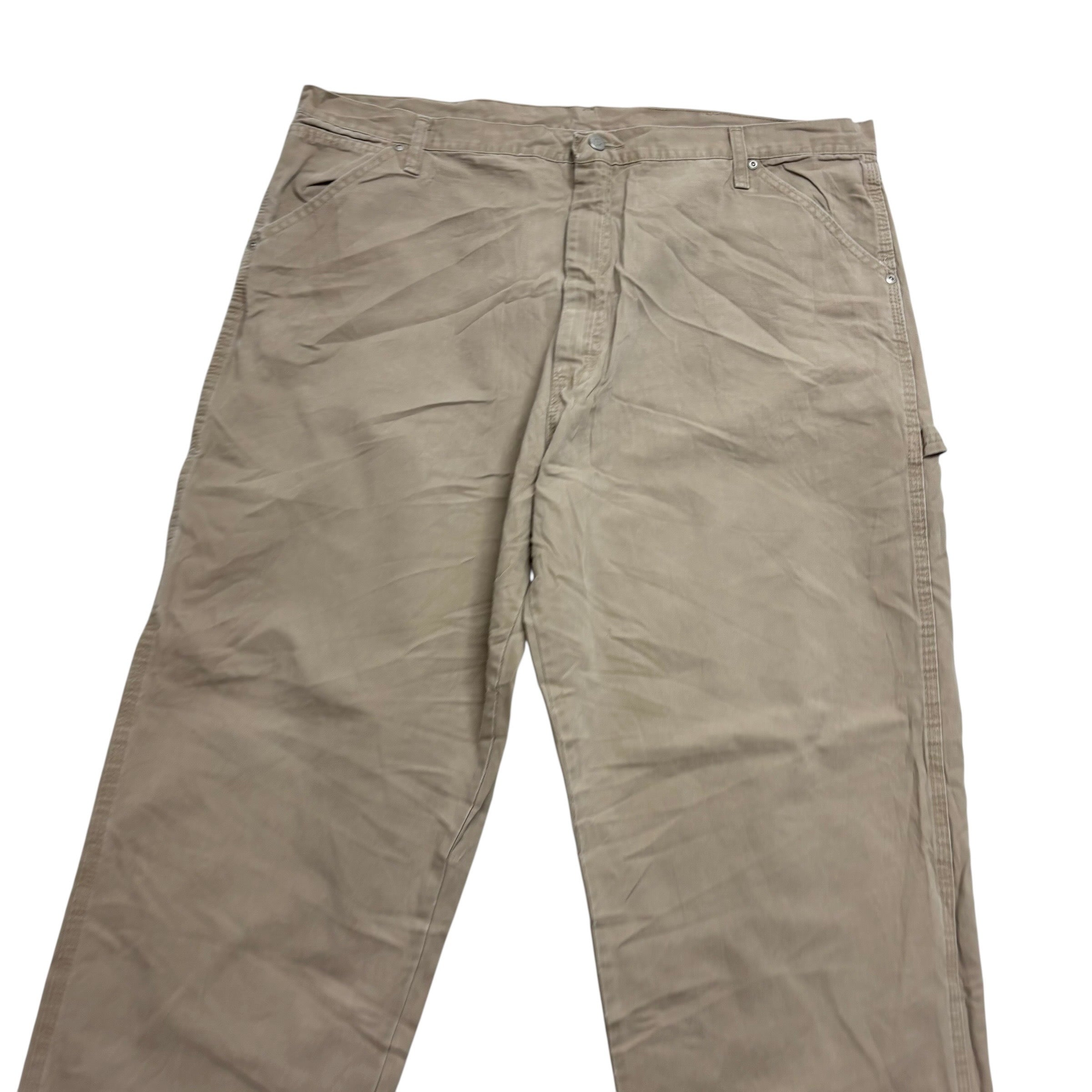 Wrangler Carpenter Pants W42 L32 Mens Beige Relaxed Straight Fit Trousers (E)