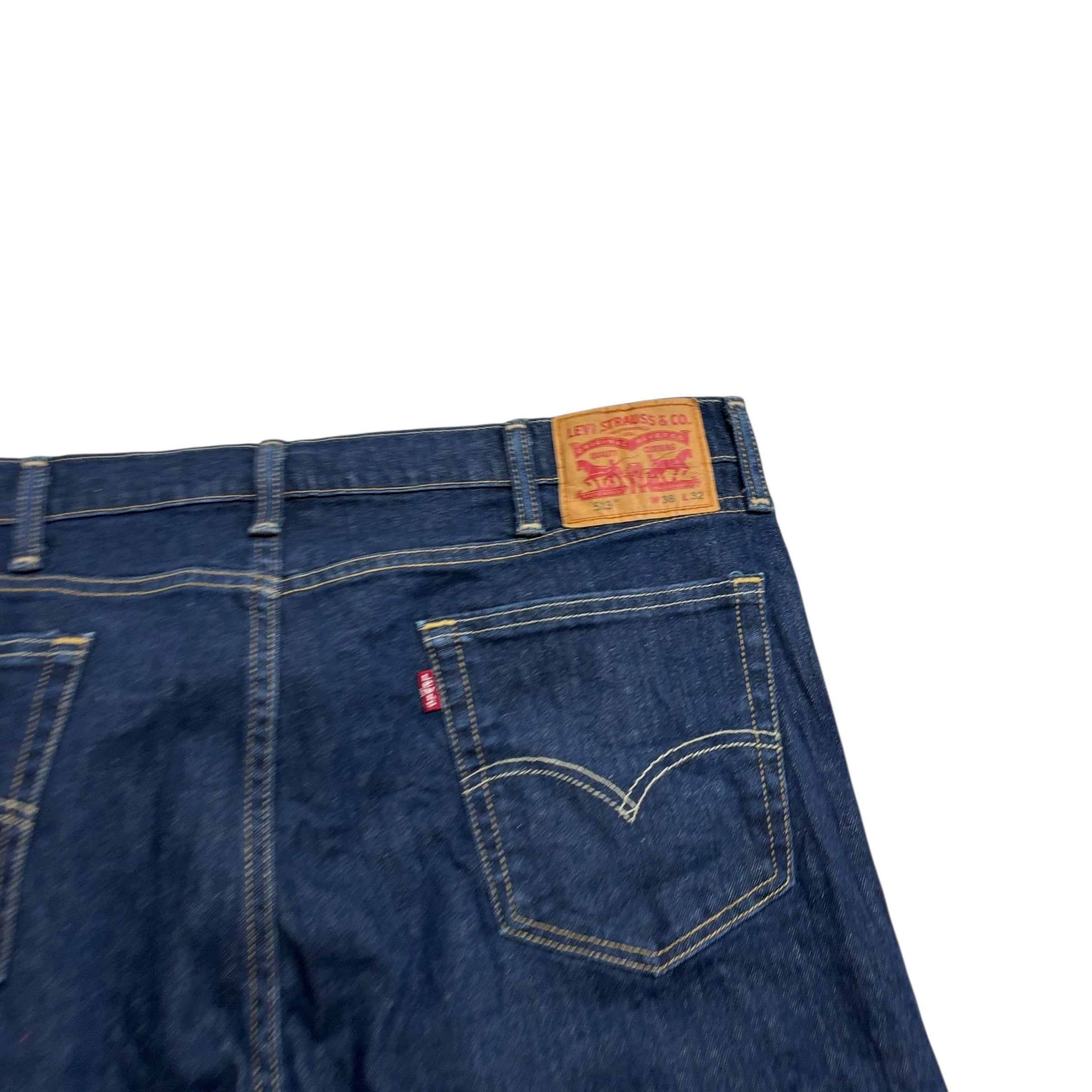 Levis 513 Jeans W38 L32 Mens Dark Blue Slim Straight Fit Stretch Denim (E)