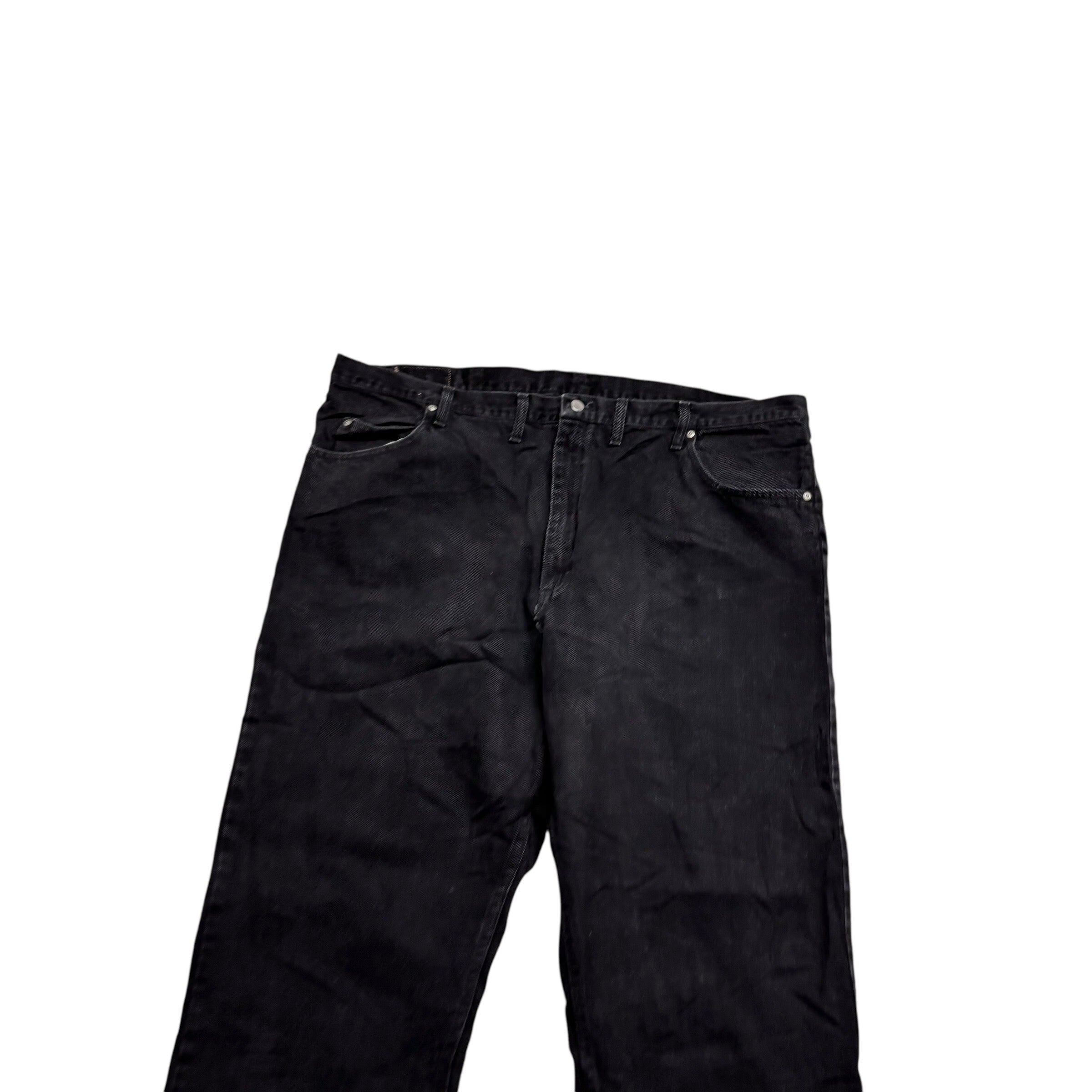 Wrangler Jeans W46 L32 Mens Black Relaxed Straight Fit Baggy Denim (E)