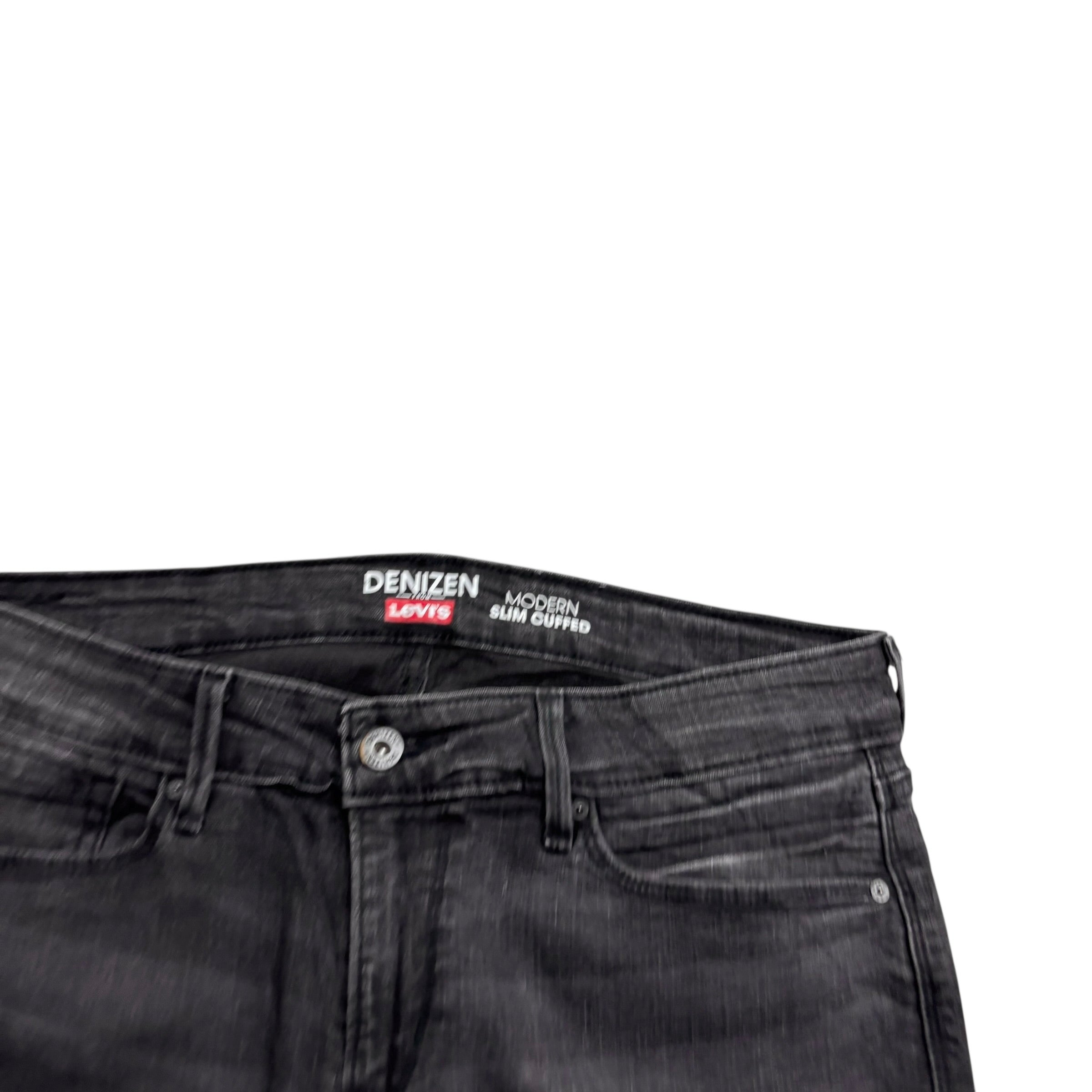 Levis Denizen Jeans W31 L29 Womens Slim Fit Black Stretch Denim (E)