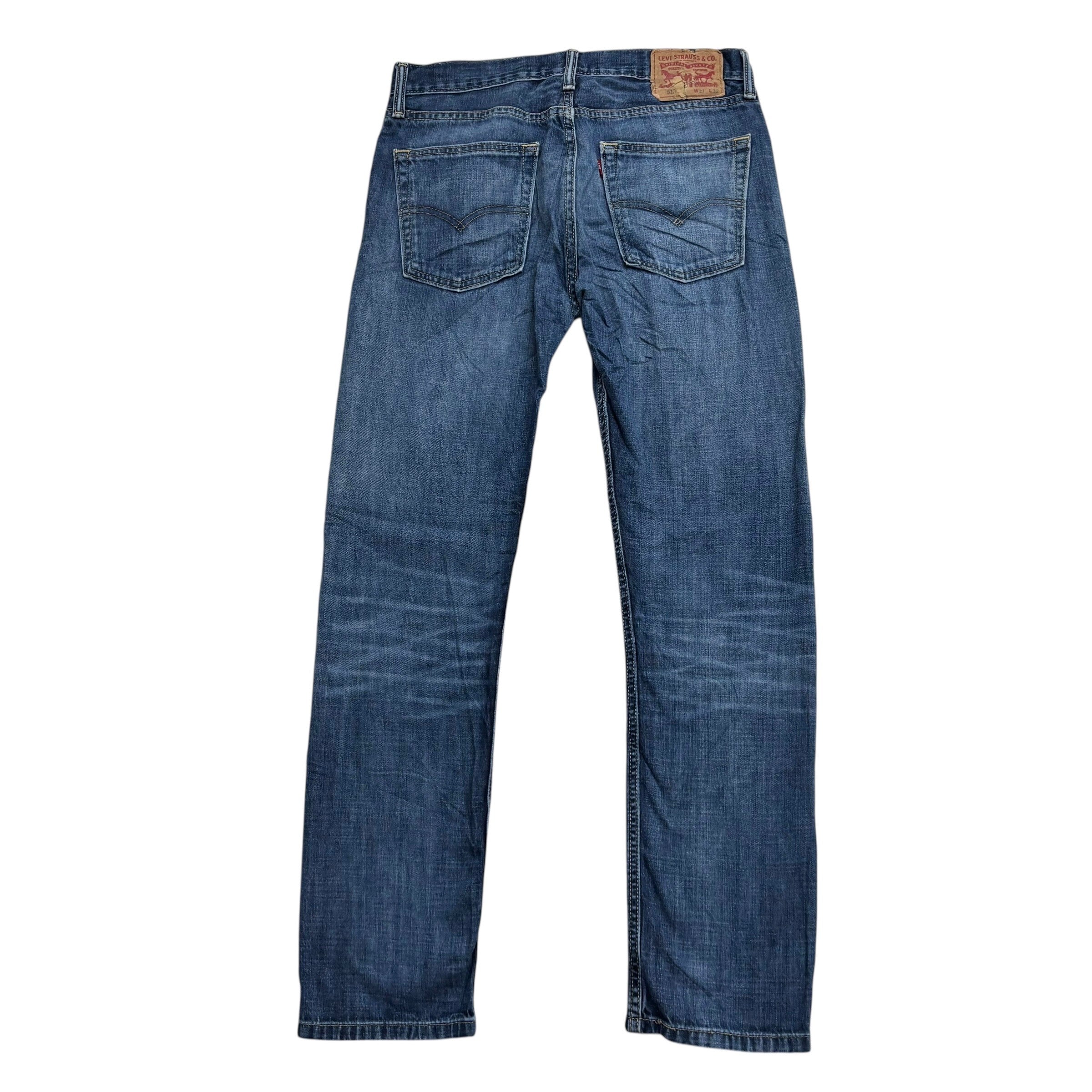 Levis 513 Jeans W31 L32 Mens Mid Blue Slim Straight Fit Denim (E)