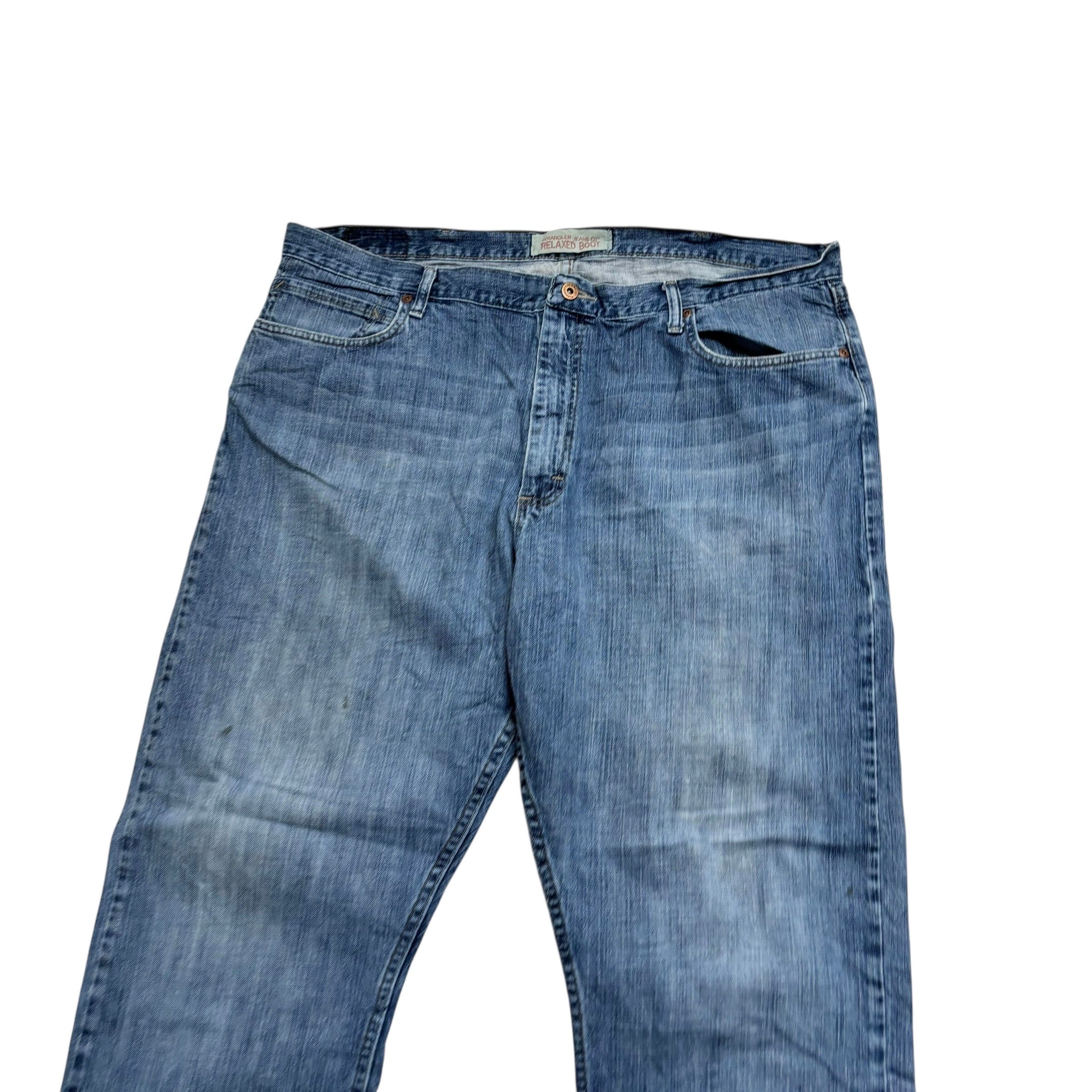 Wrangler Jeans W42 L32 Mens Mid Blue Relaxed Bootcut Fit Vintage Denim (F)