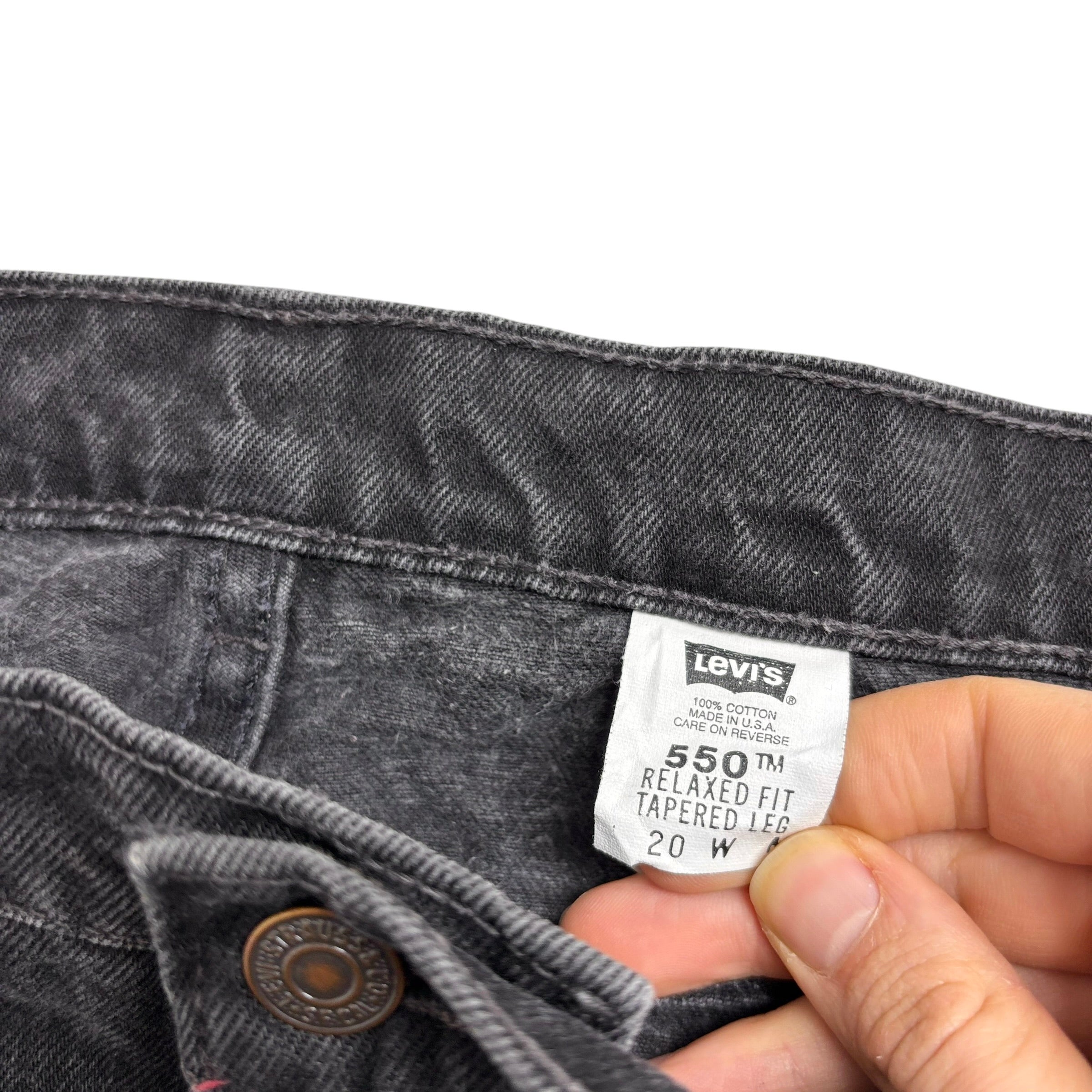 Levis 550 Jeans W38 L29 Womens Black Relaxed Taper Made In USA Vintage Denim