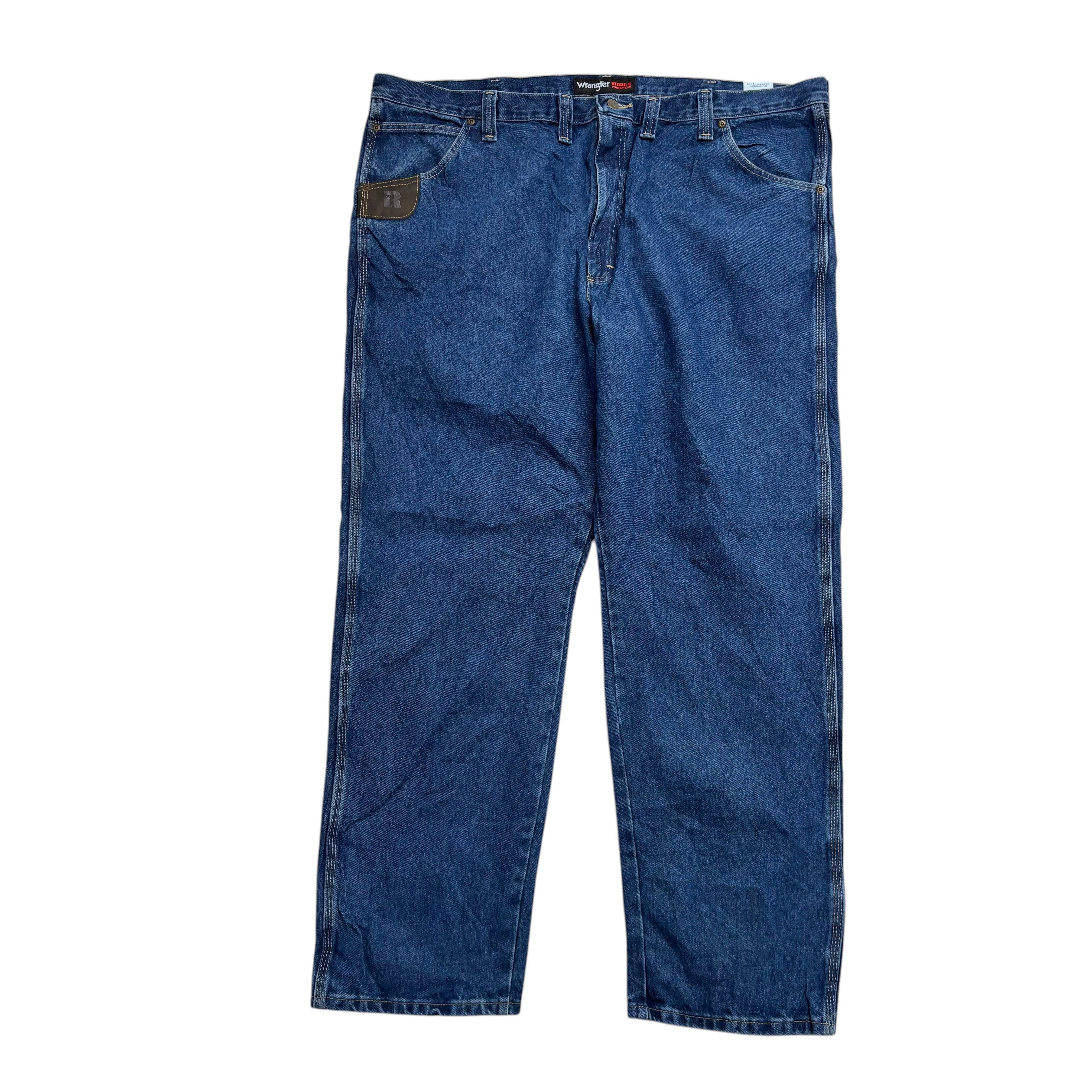 Wrangler Jeans W48 L32 Mens Mid Blue Relaxed Straight Fit Vintage Denim (E)