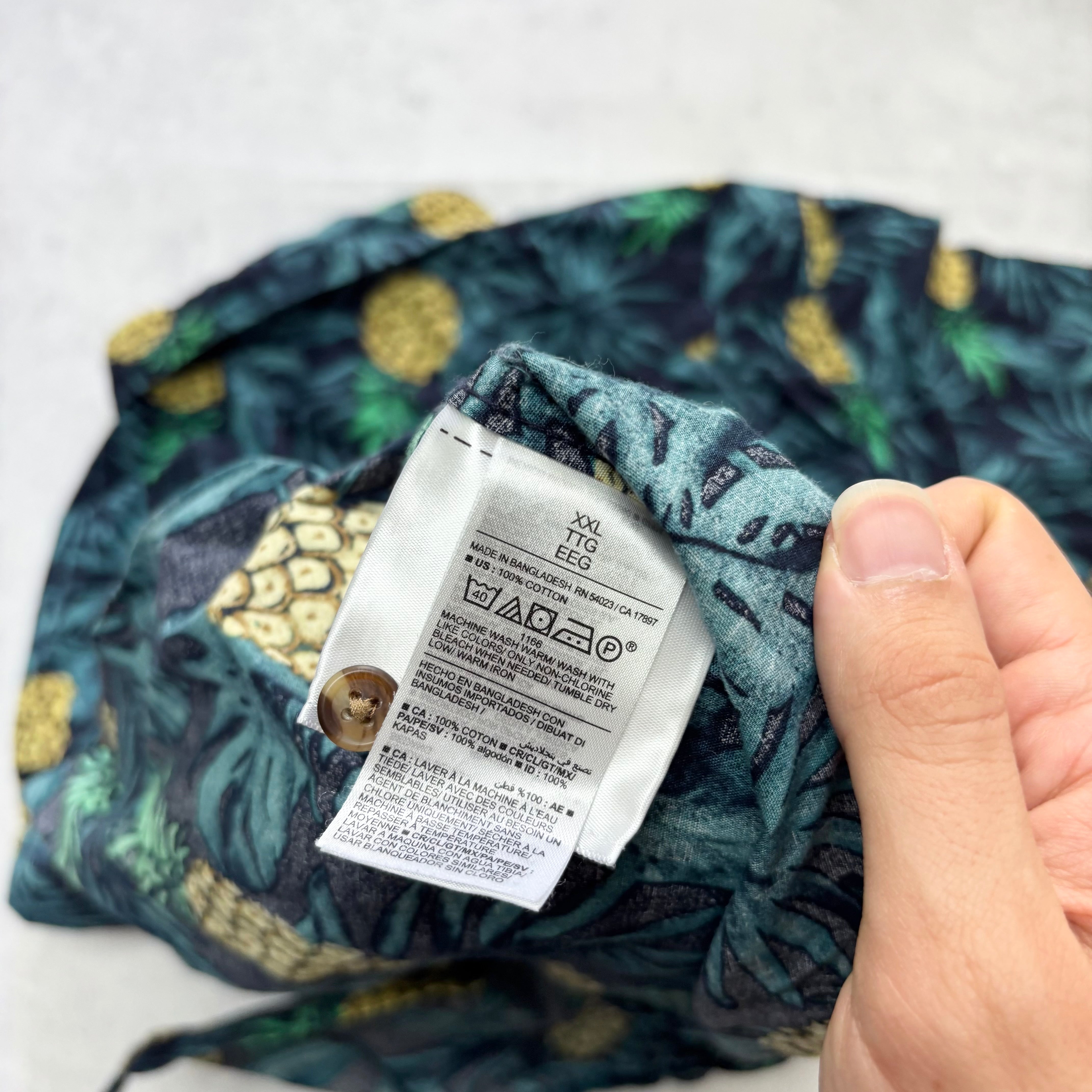 Hawaiian Shirt Mens XXL Navy Short Sleeve Cotton Old Navy Regular Fit (E)