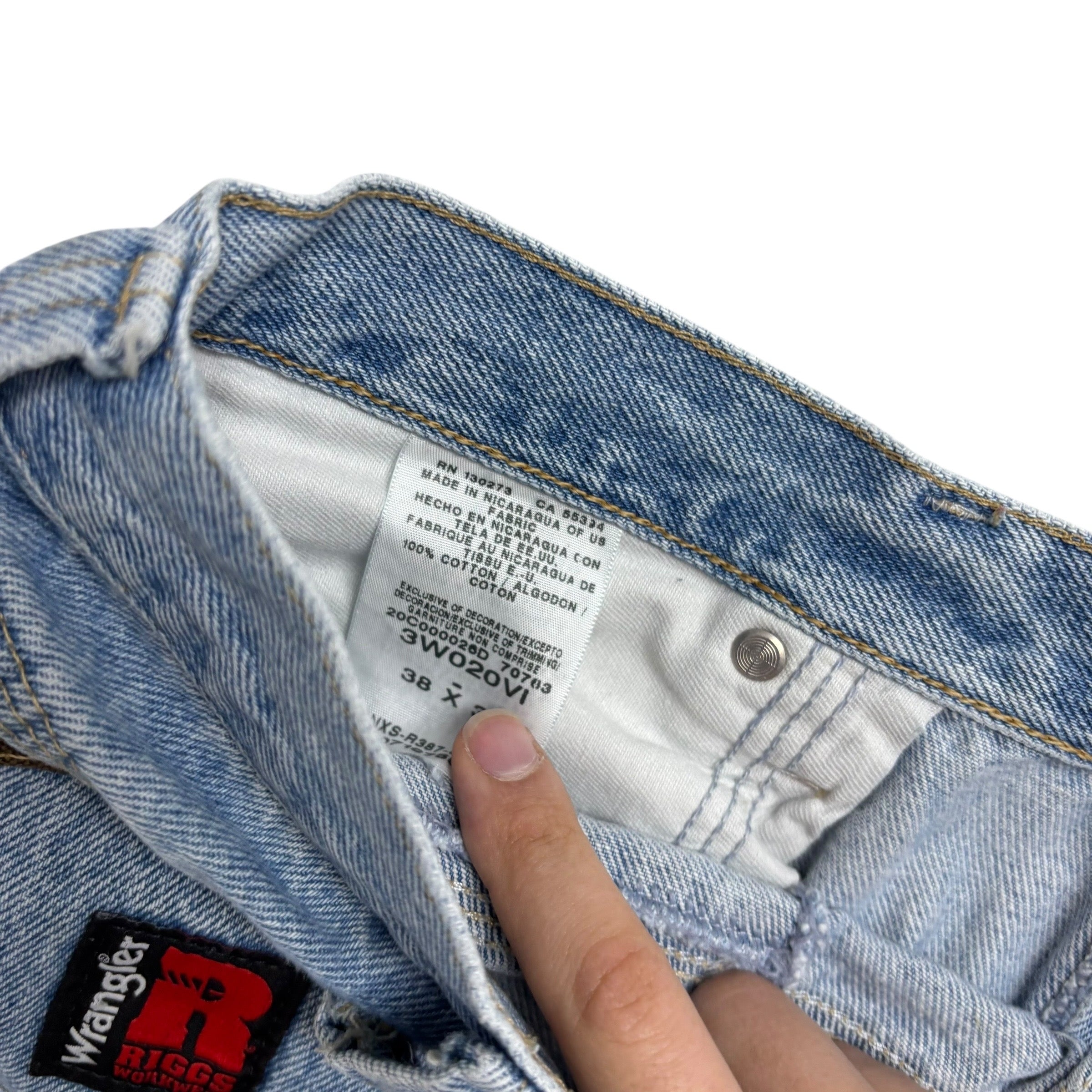 Wrangler Carpenter Jeans W38 L30 Mens Light Blue Baggy Relaxed Straight Fit (F)