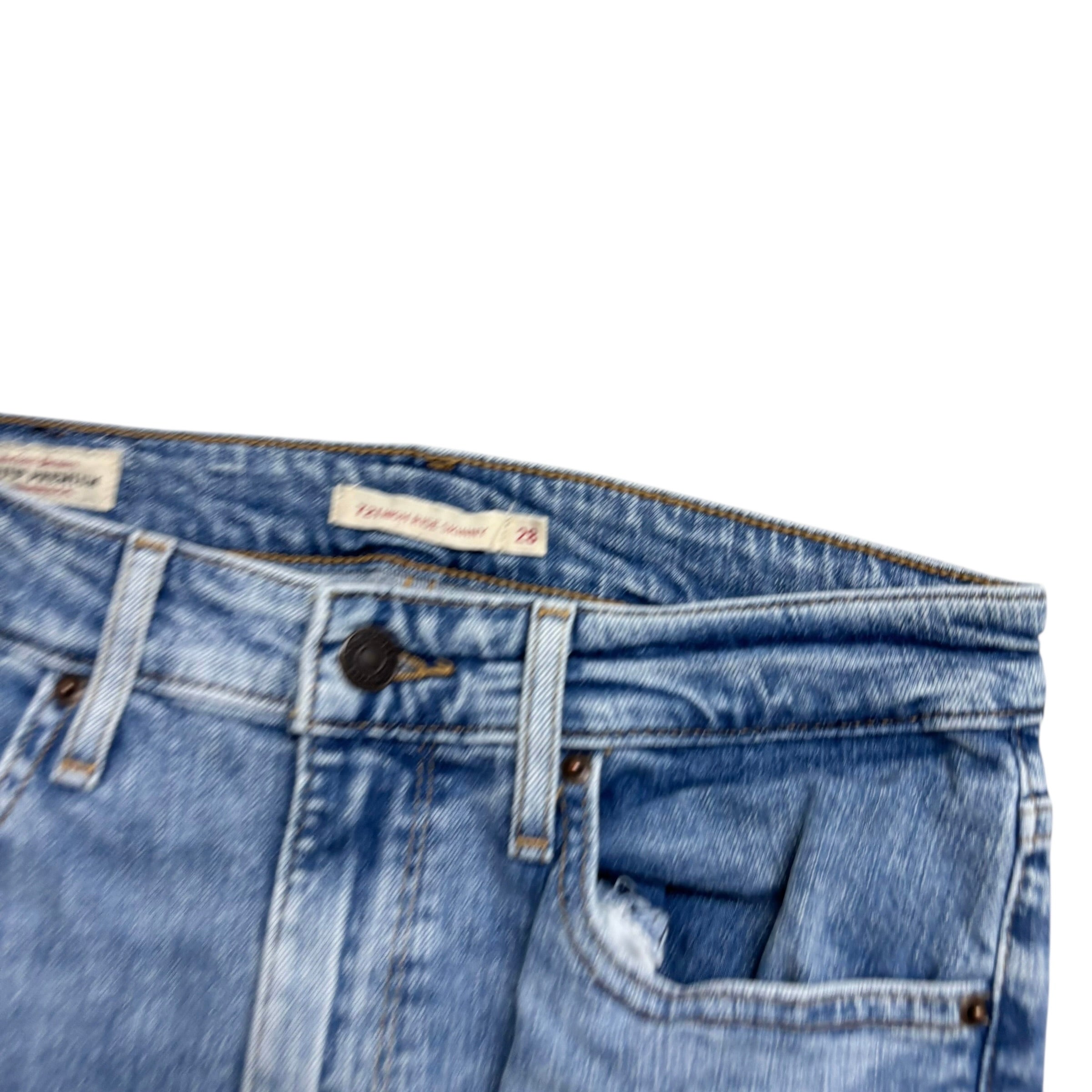 Levis 721 Jeans W26 L30 Womens Mid Blue High Rise Skinny Fit Stretch Denim (E)