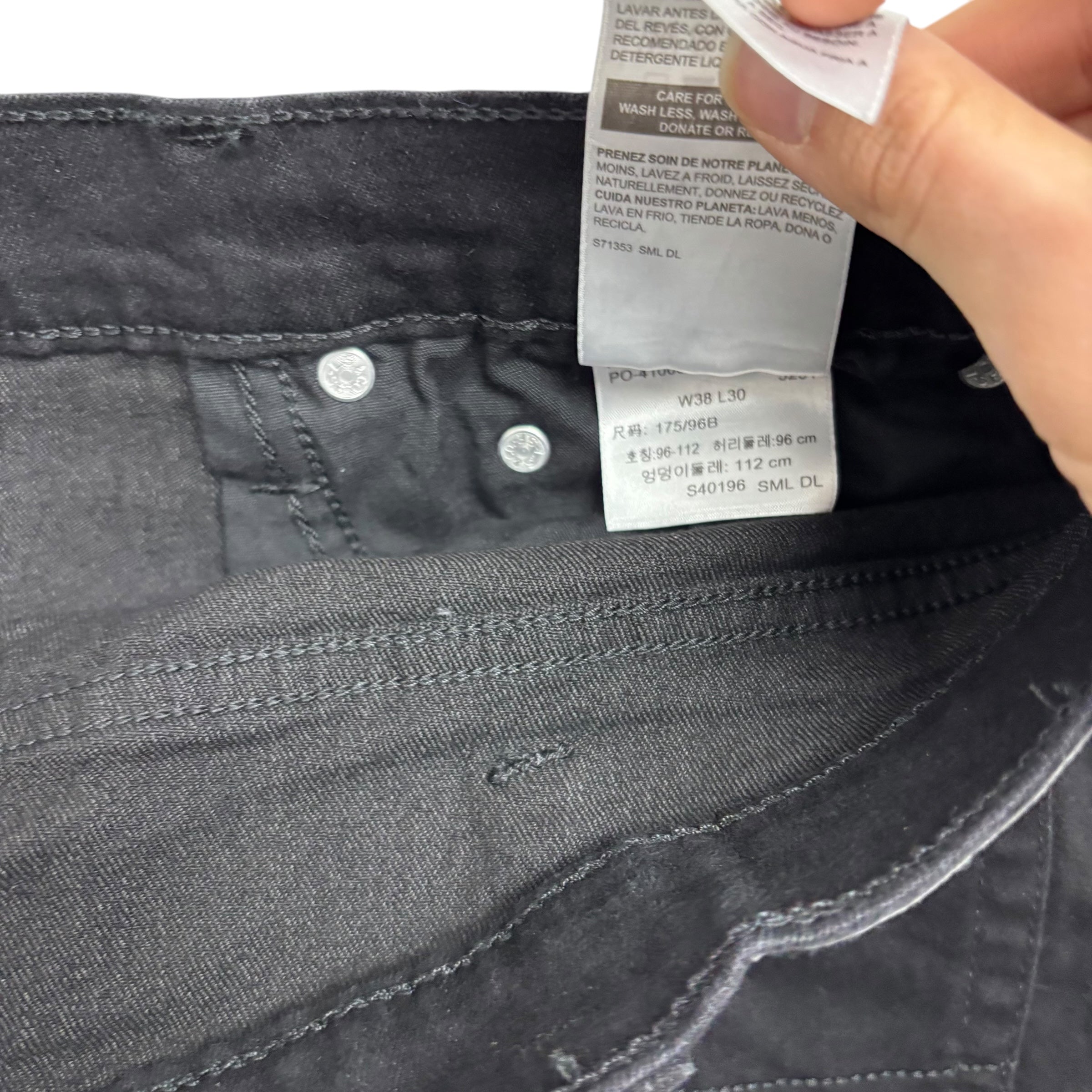 Levis Signature Jeans W38 L30 Mens Black Slim Fit Stretch Denim (E)
