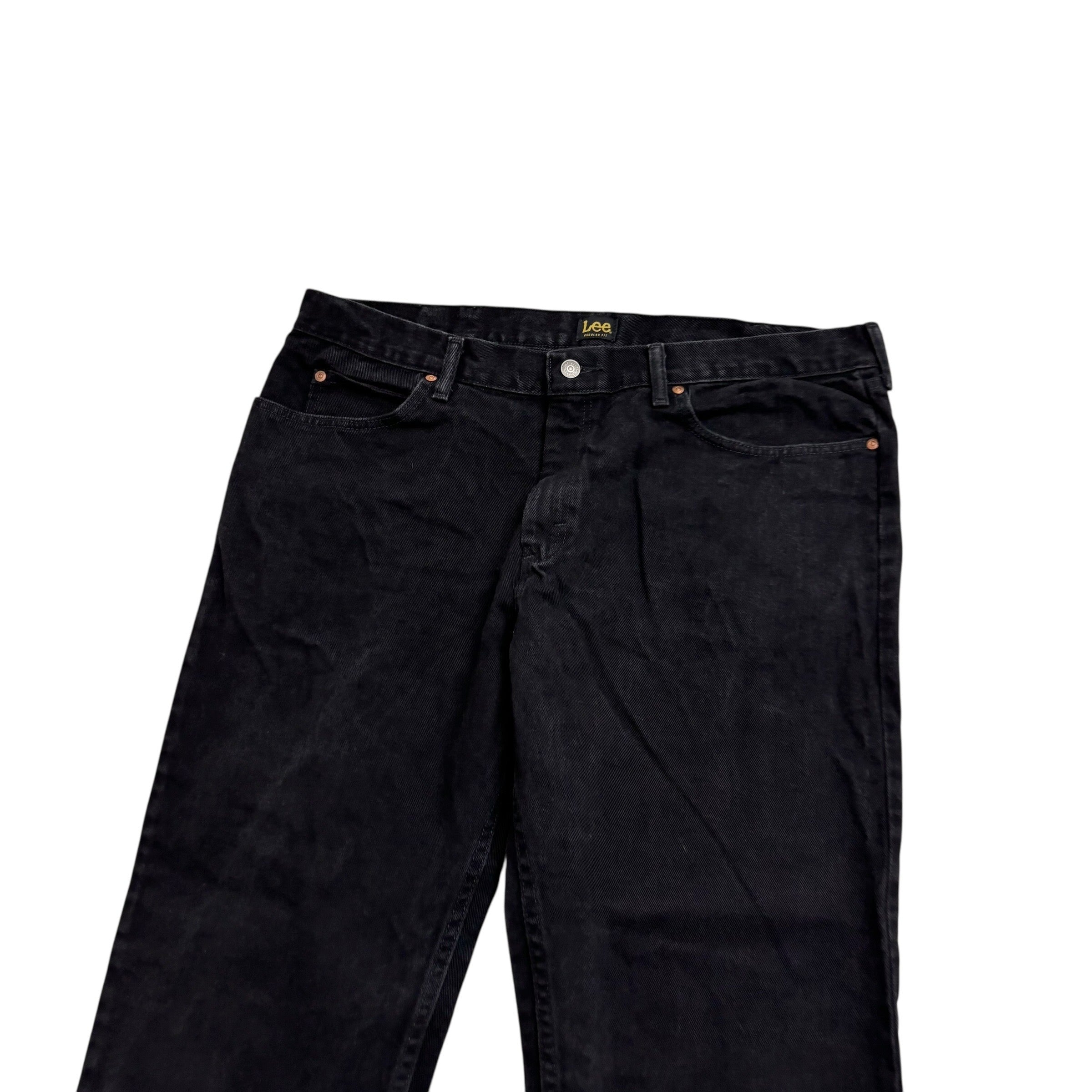 Lee Jeans W40 L30 Mens Regular Straight Fit Black Denim (E)
