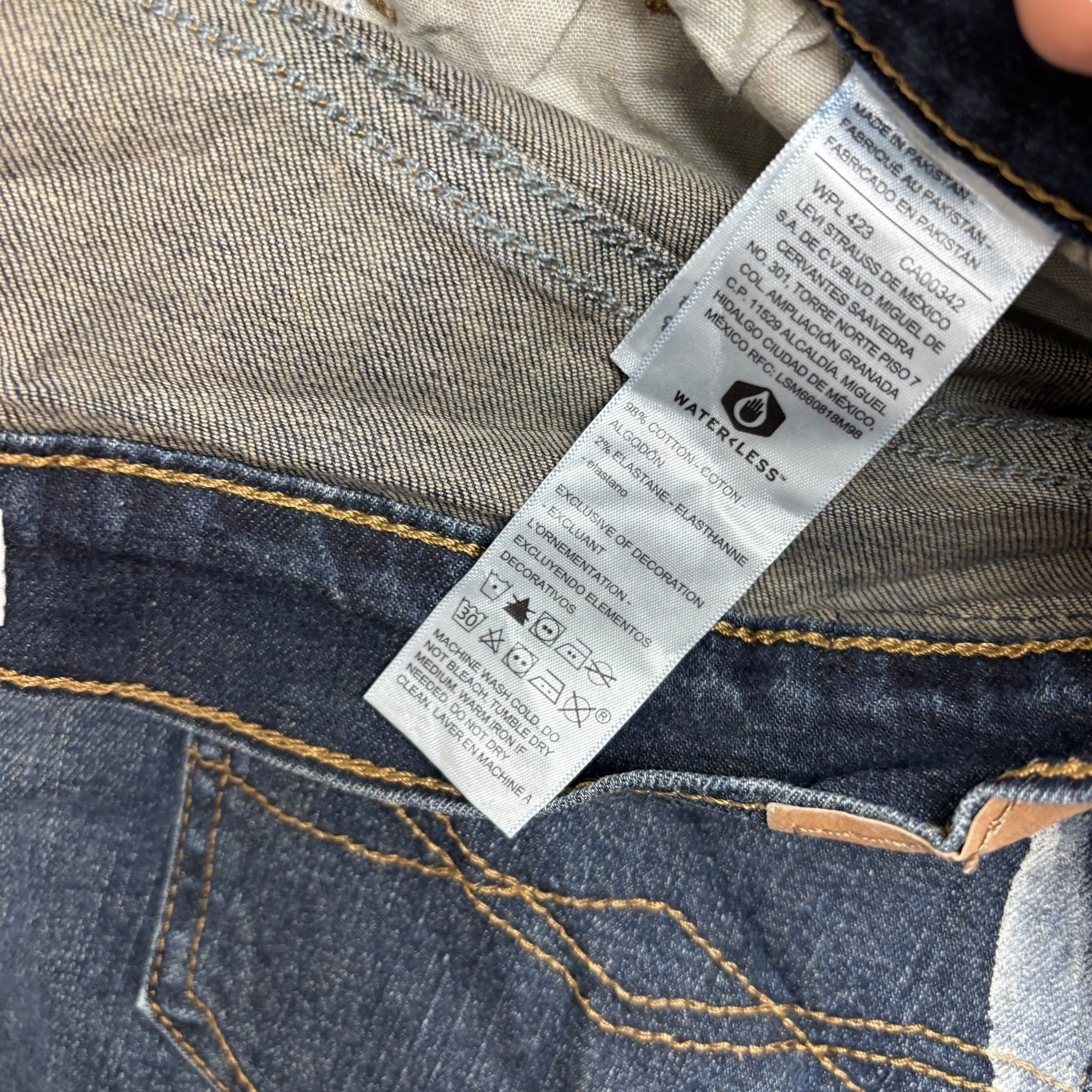 Levis Denizen Jeans W34 L32 Mens Dark Blue Slim Straight Fit Stretch Denim