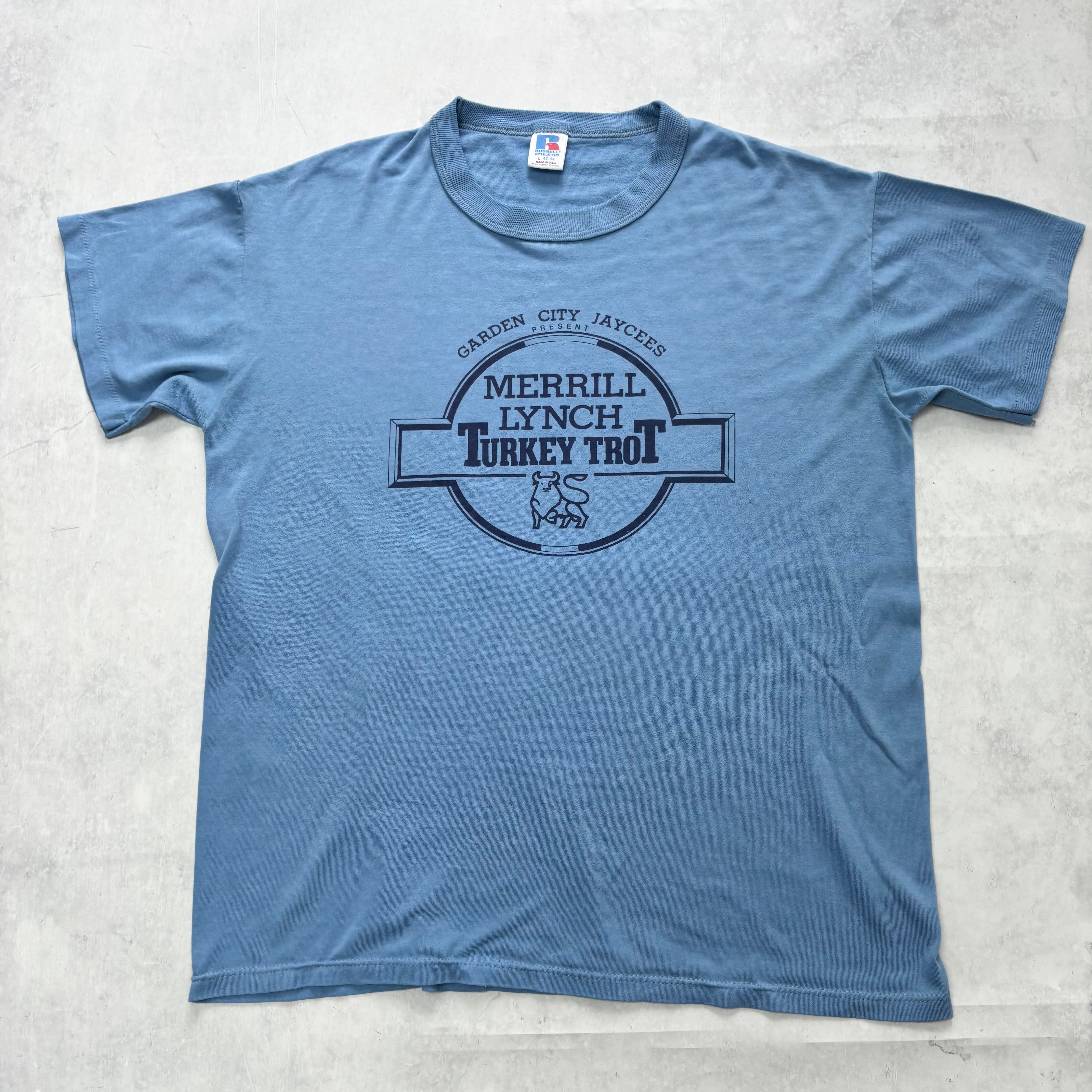 Vintage T Shirt Mens Medium Blue Single Stitch Graphic Print 90s (F)