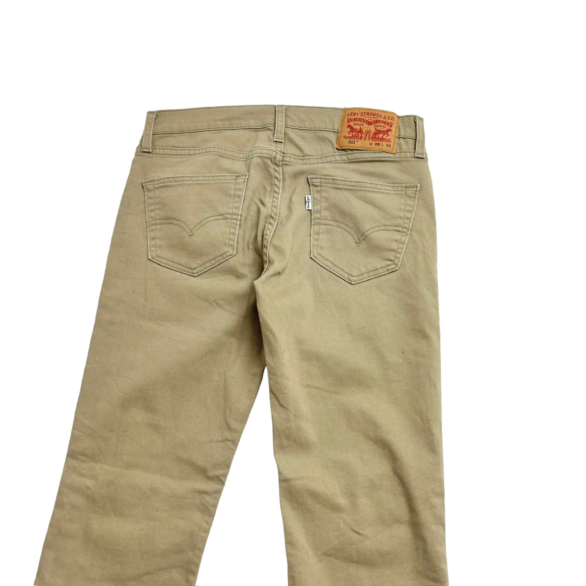 Levis 511 Trousers W29 L32 Mens Beige Tan Slim Fit Stretch Cotton Pants