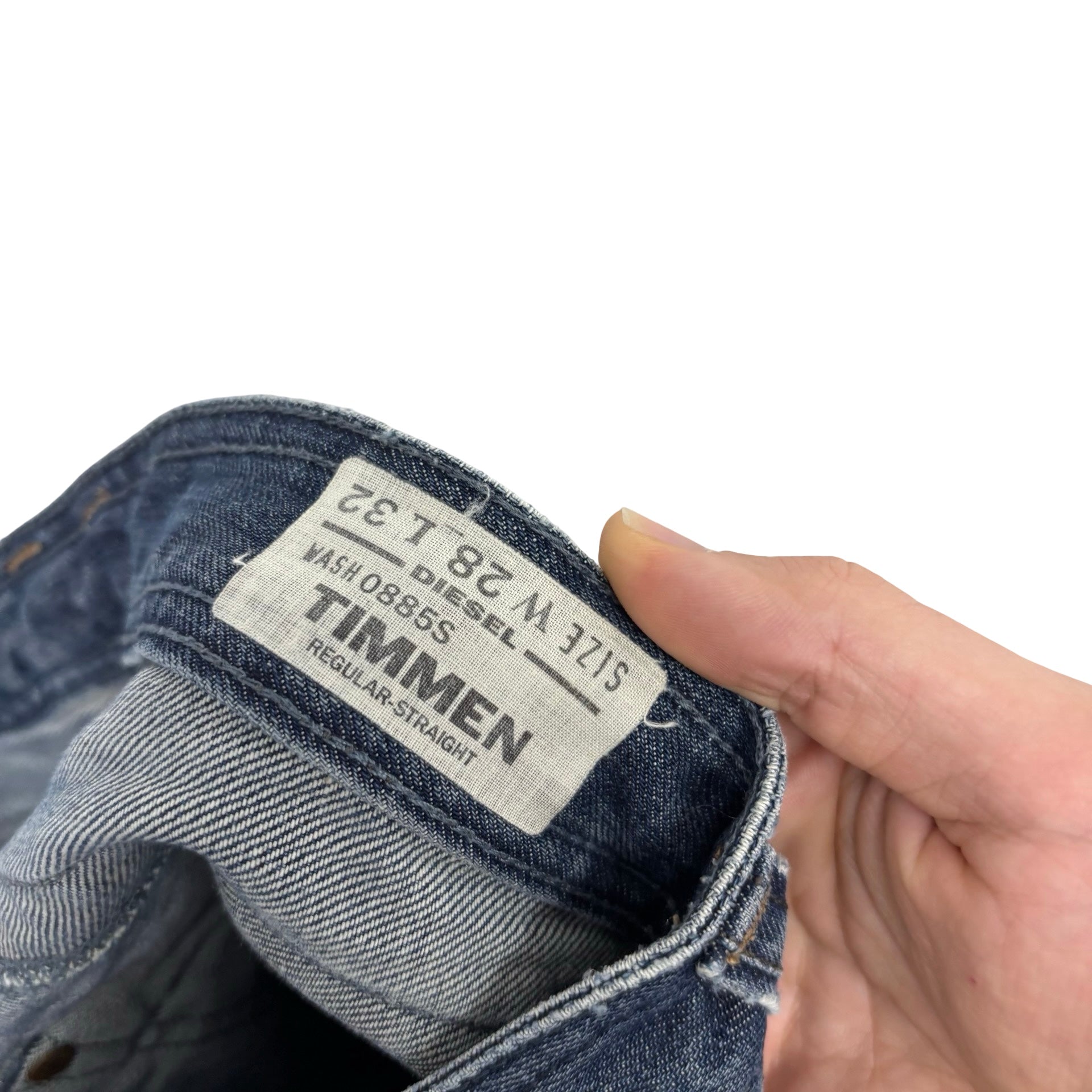 Diesel Timmen Jeans W28 L32 Mens Mid Blue Regular Straight Fit Distressed (E)