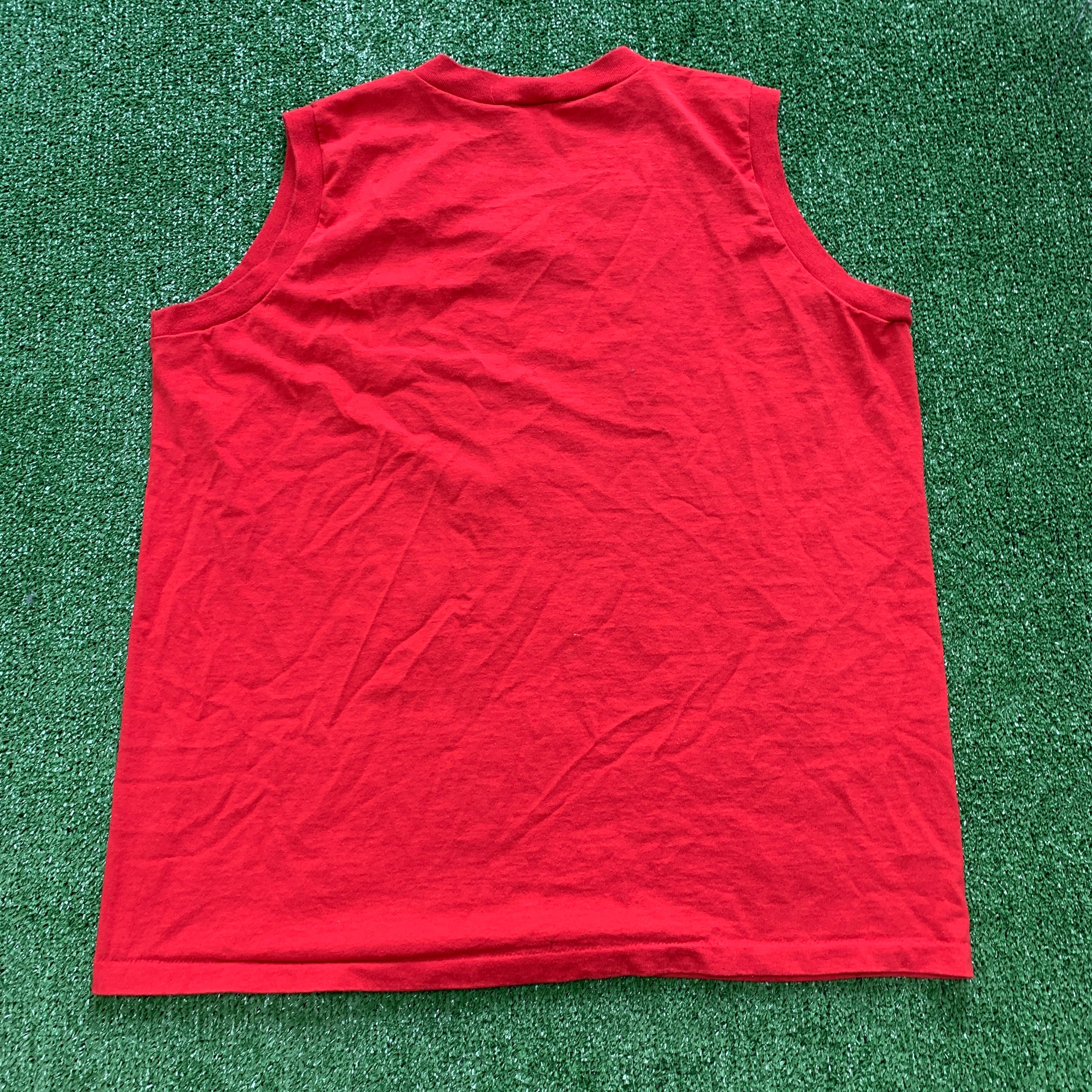 Vintage T Shirt Mens XL Vest Red Single Stitch Graphic Print 90s USA