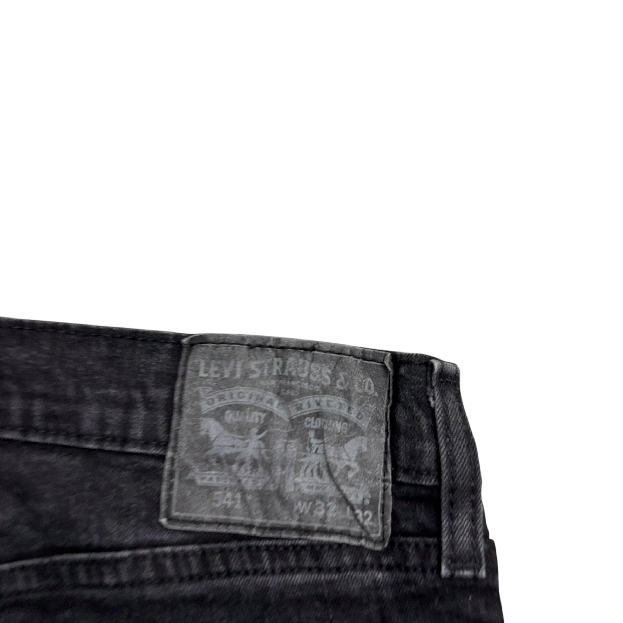 Levis 541 Jeans W32 L32 Mens Black Athletic Tapered Fit Stretch Denim (E)