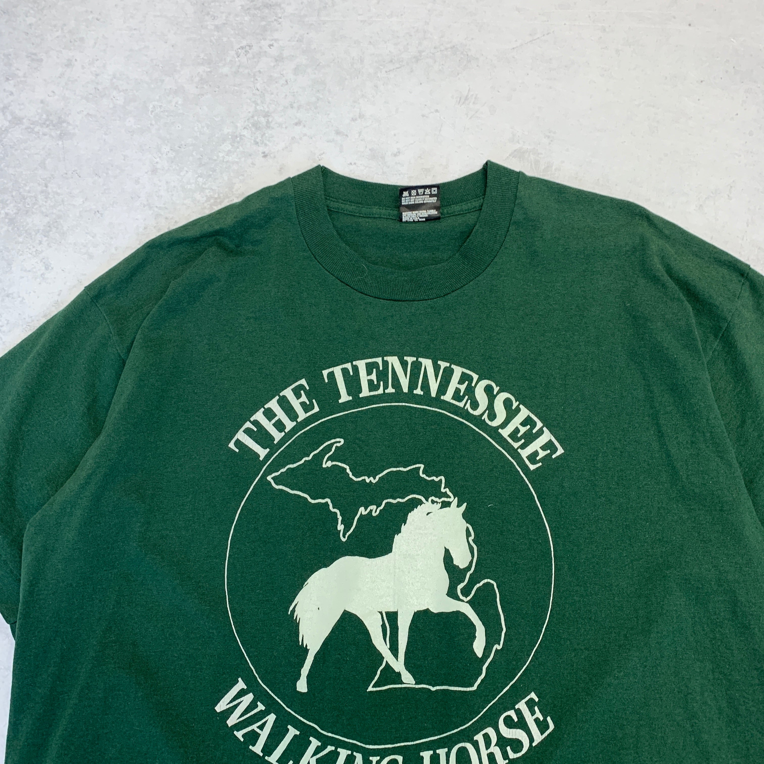 Vintage T Shirt Mens XL Green Single Stitch Graphic Print USA 90s Tourist Horse