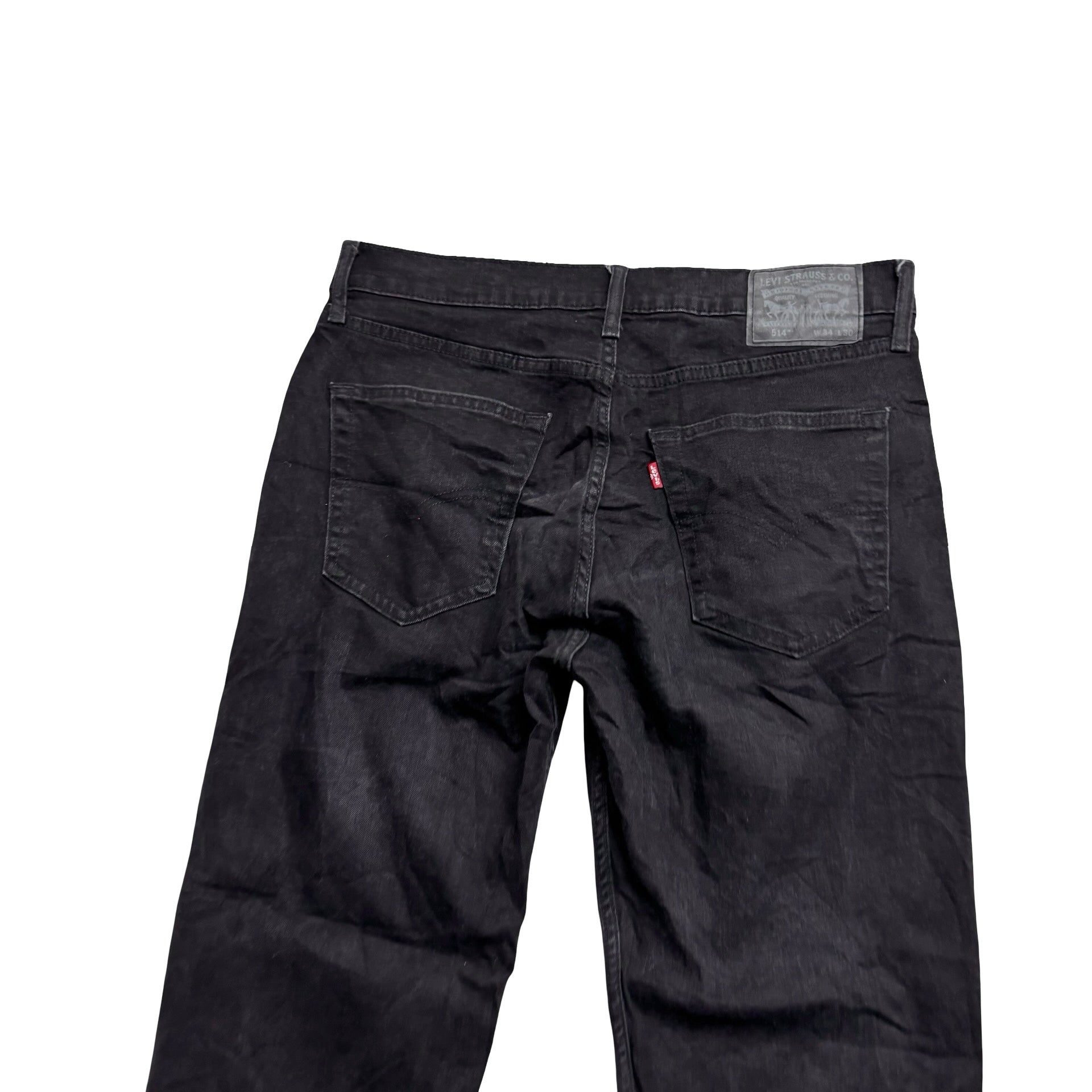Levis 514 Jeans W34 L30 Mens Black Regular Straight Fit Stretch Denim (E)