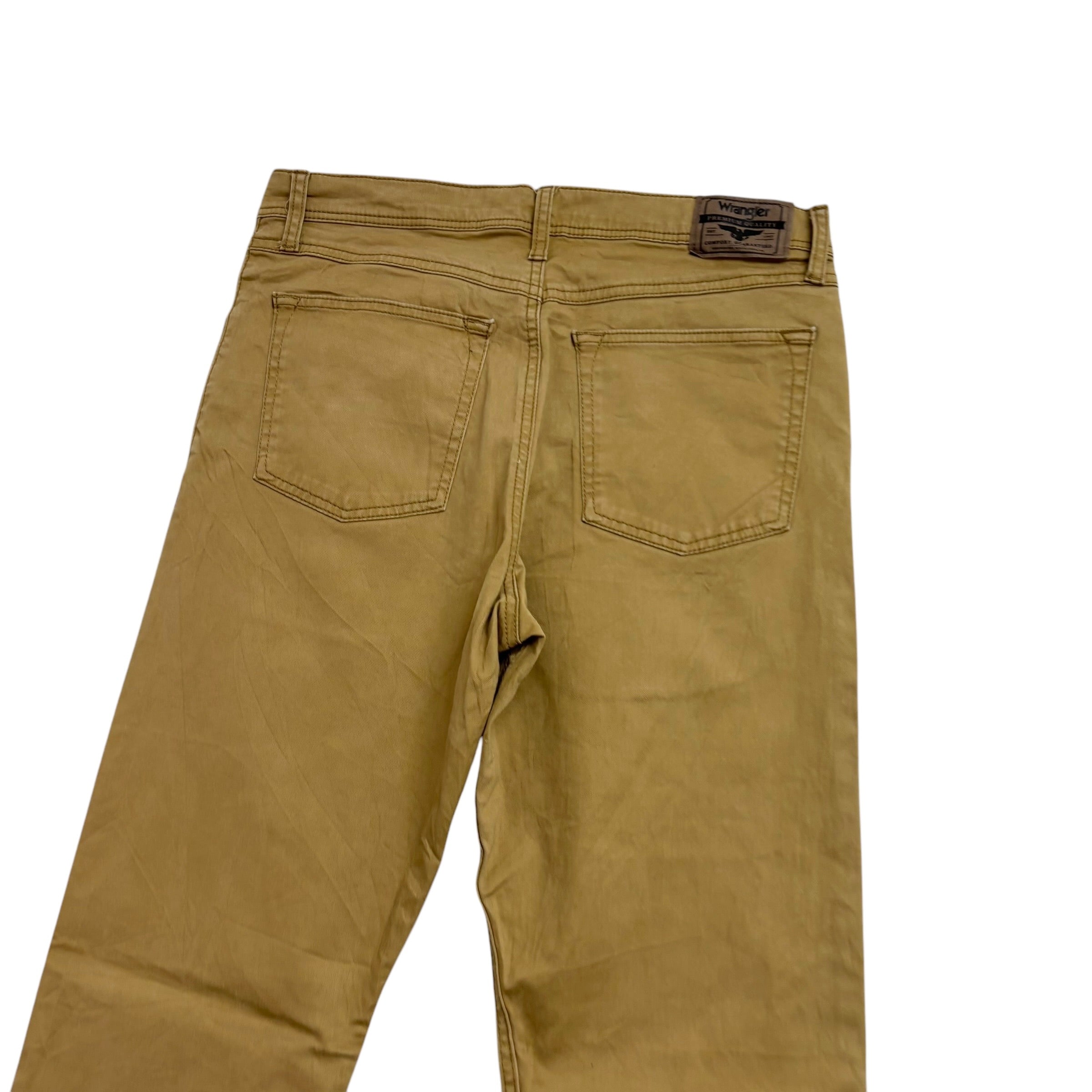 Wrangler Trousers W32 L32 Mens Tan Regular Straight Fit Stretch Pants