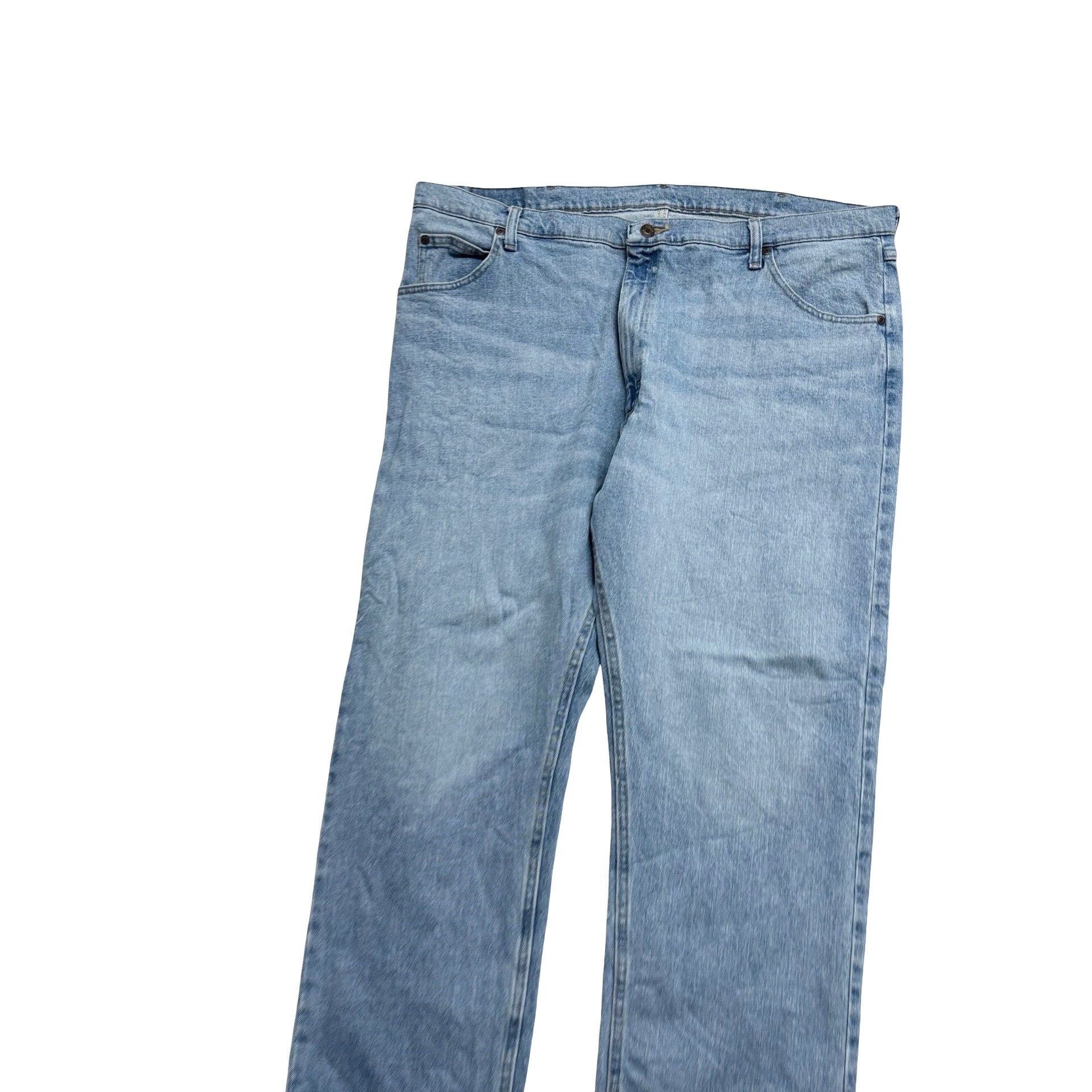 Wrangler Jeans W42 L30 Mens Light Blue Regular Straight Fit Stretch Denim (E)