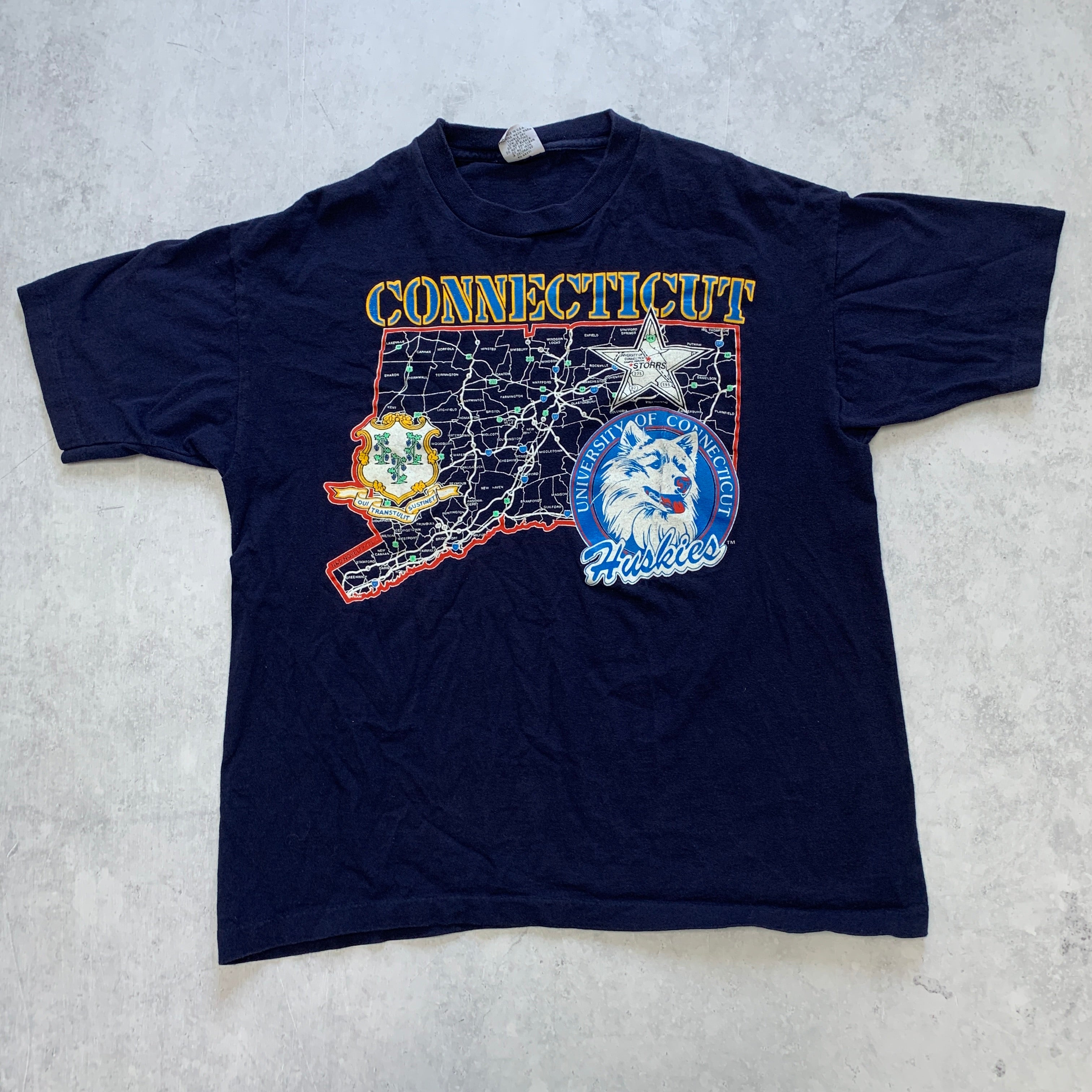 Vintage T Shirt Mens Small Navy Blue Single Stitch Graphic Print 90s Tourist