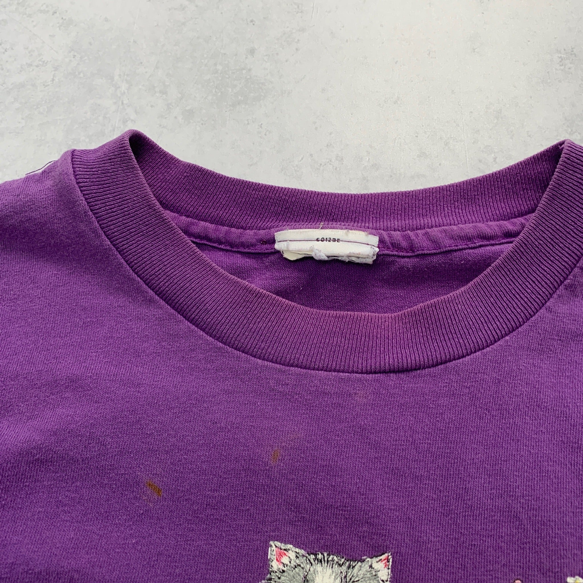 Vintage T Shirt Mens Medium Purple Single Stitch Graphic Print 90s Cats Nature