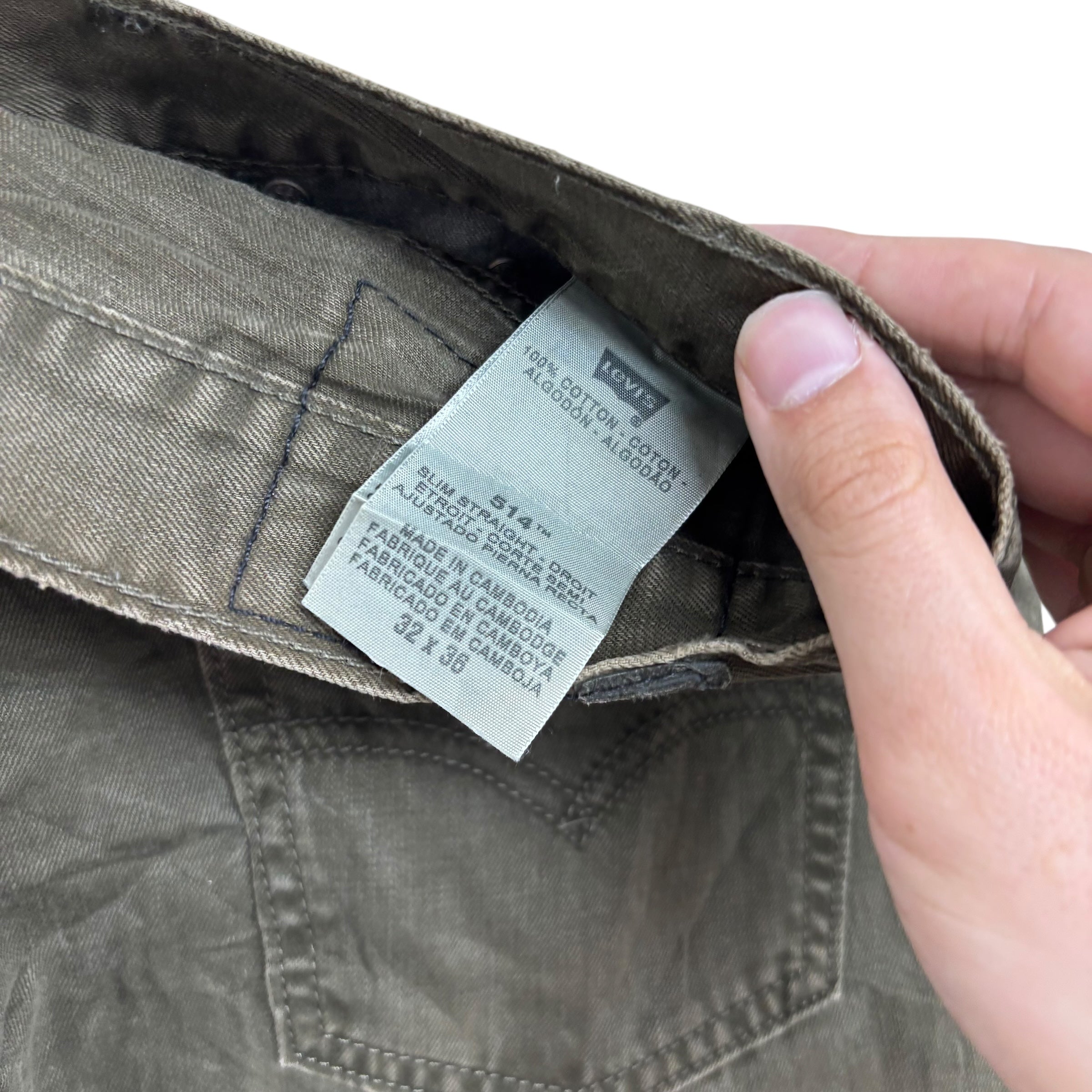 Levis 514 Trousers W32 L34 Mens Green Regular Straight Fit Vintage Pants