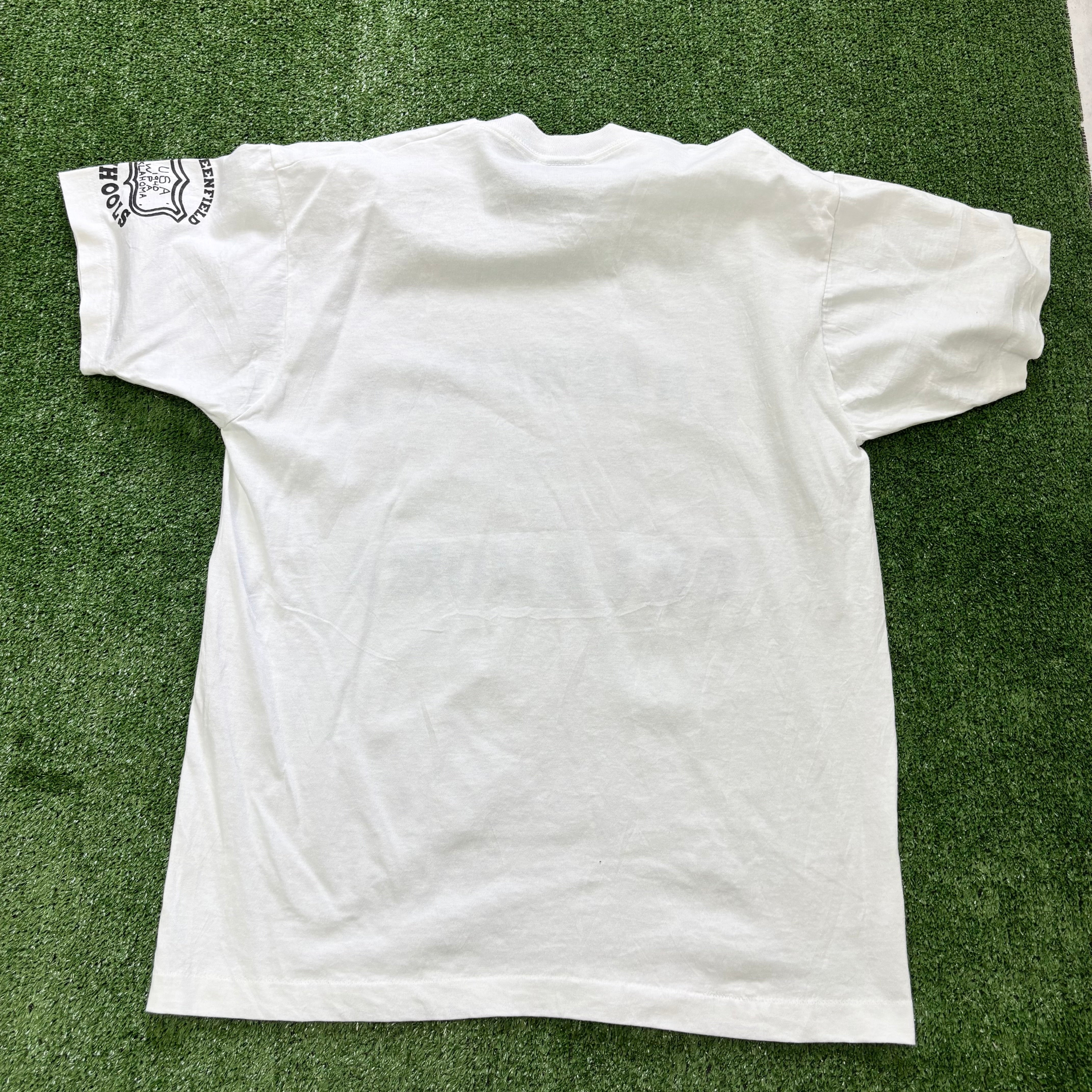 Vintage T Shirt Mens Large White Single Stitch Graphic Print 90s USA Tourist (E)