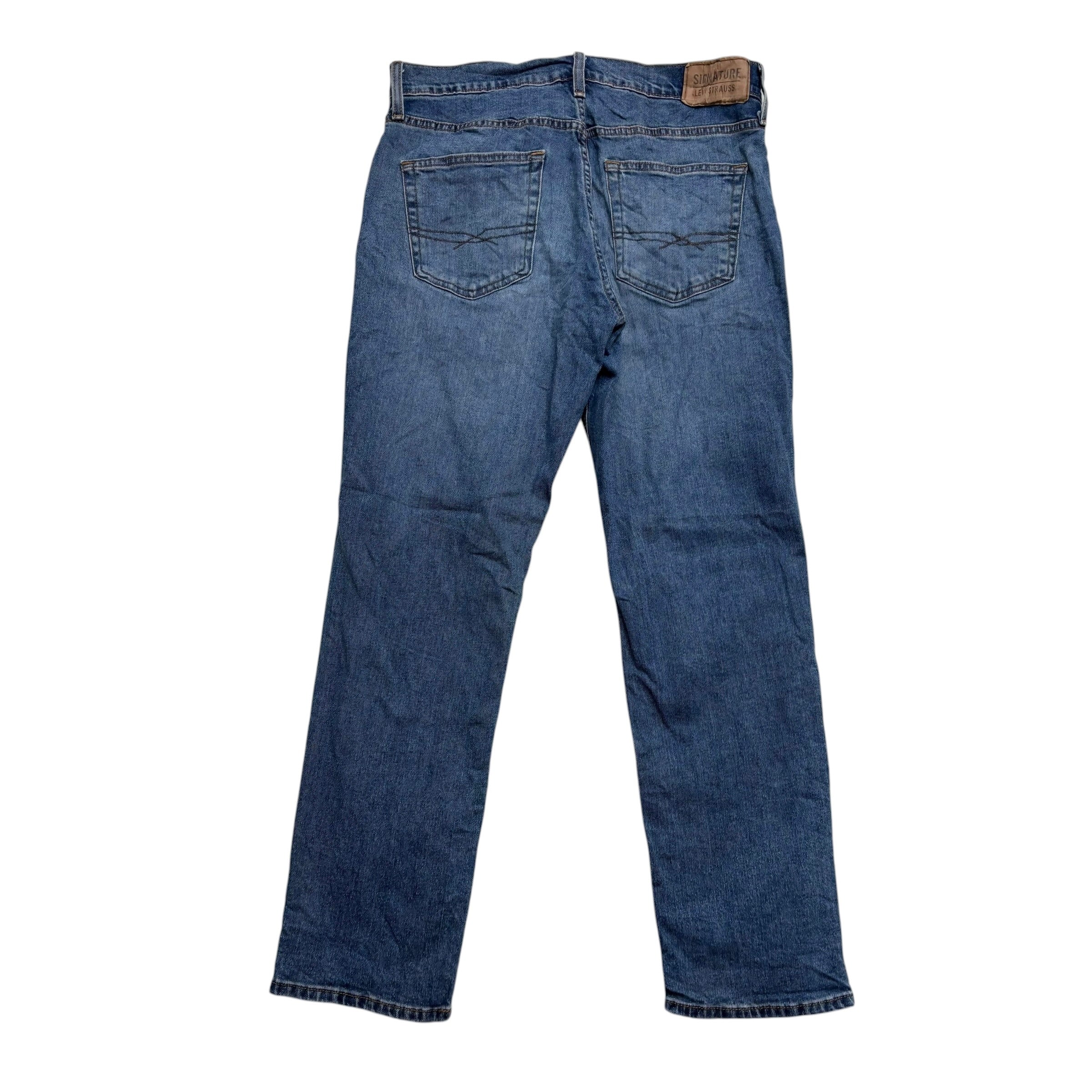 Levis Signature Jeans W32 L30 Mens Mid Blue Athletic Tapered Fit Stretch (E)