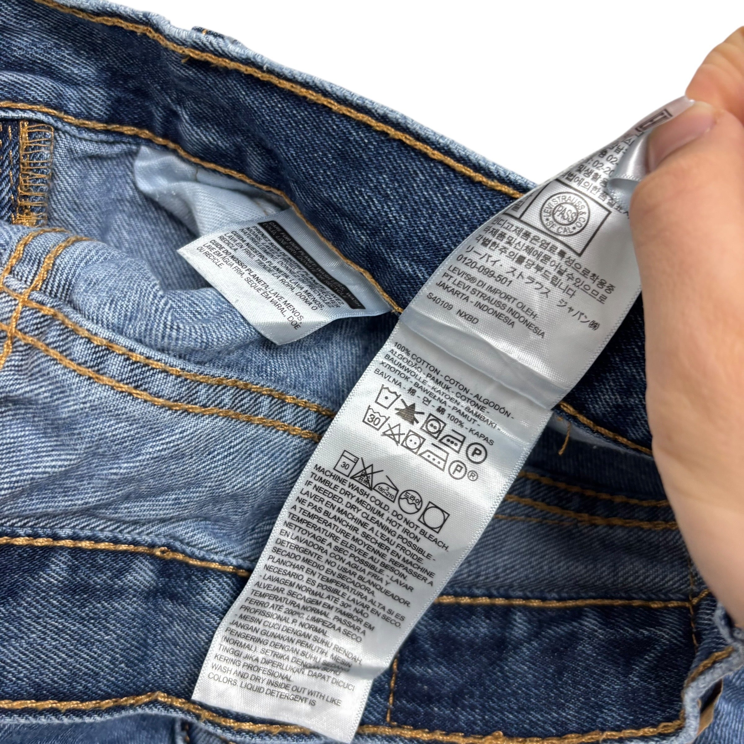 Levis 505 Jeans W35 L30 Mens Mid Blue Regular Straight Fit Denim (E)