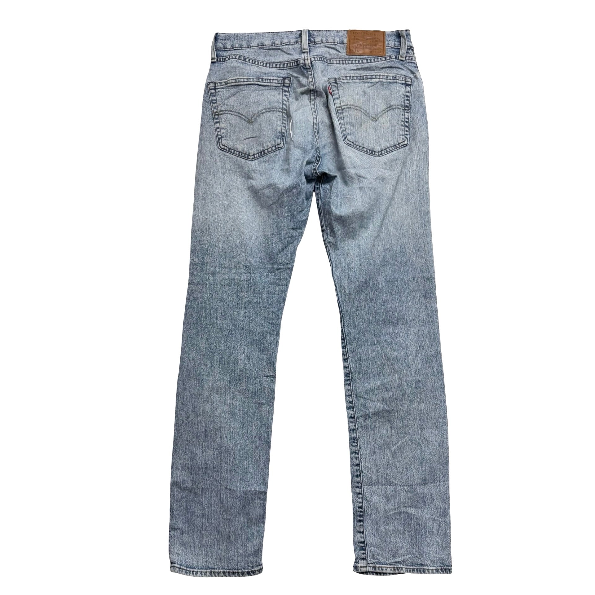 Levis 502 Jeans W31 L32 Mens Light Blue Regular Tapered Fit Stretch Distressed