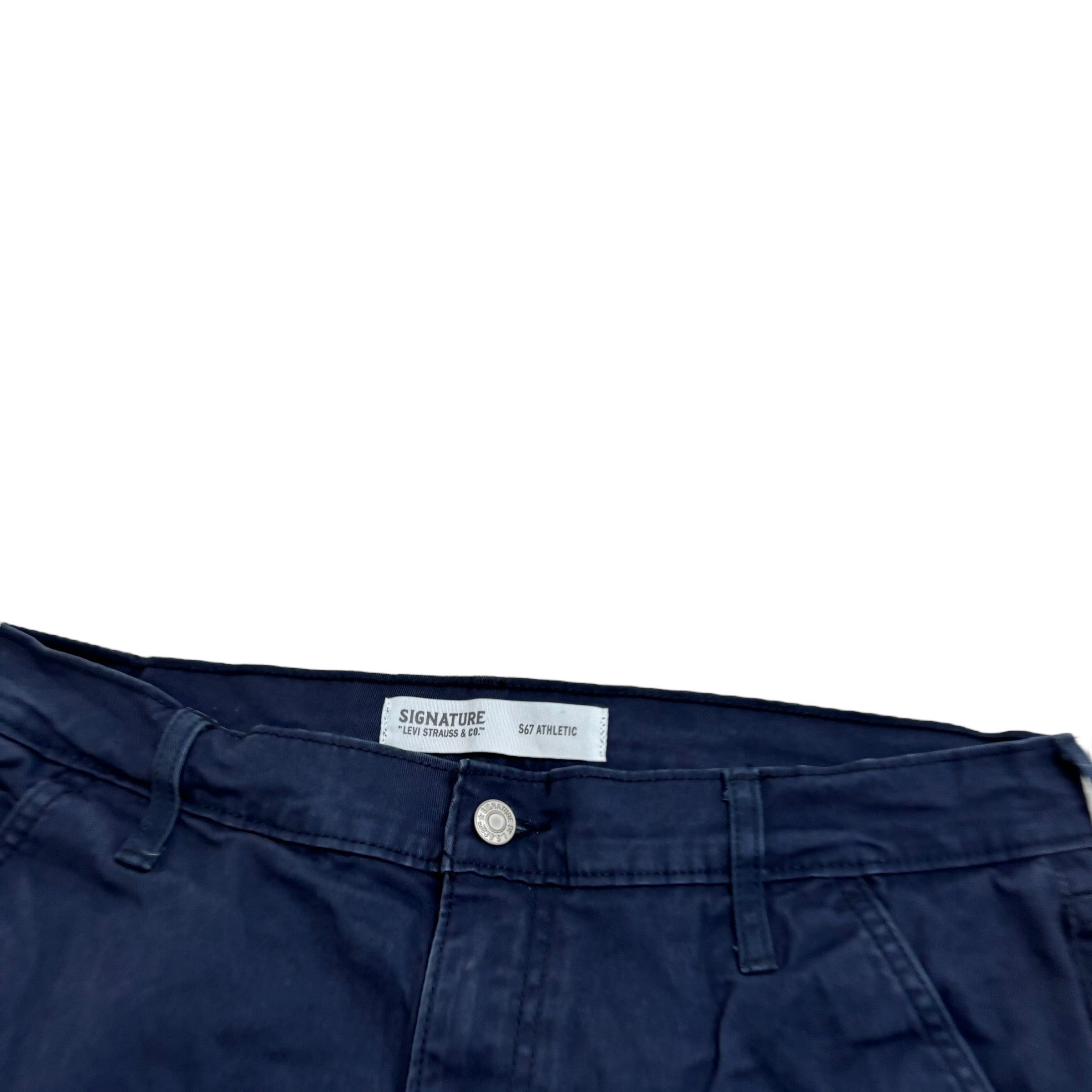 Levis Signature Trousers W36 L29 Mens Navy Blue Athletic Fit Pants (E)
