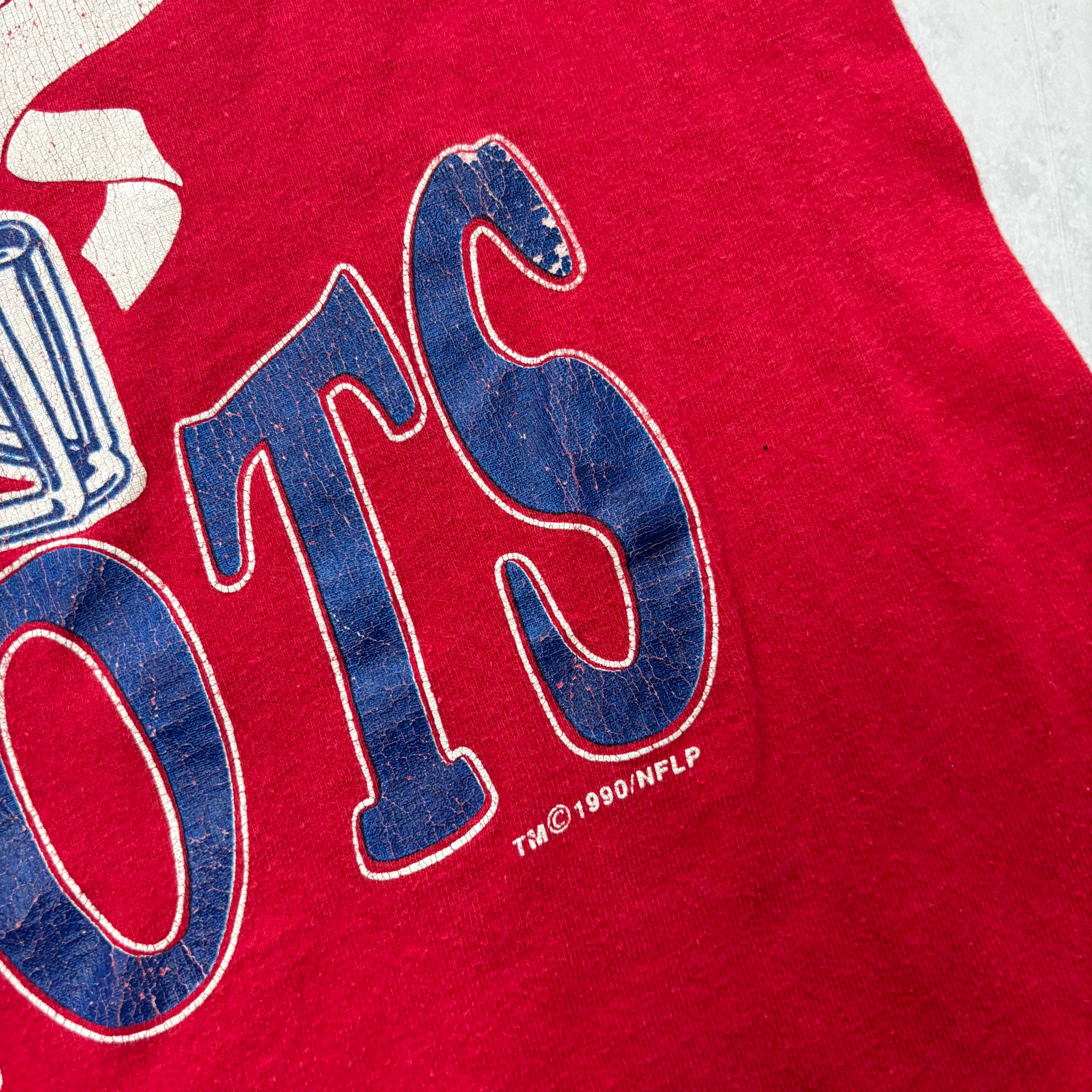 Vintage T Shirt Mens Medium Red Single Stitch 90s USA NFL Patriots (E)