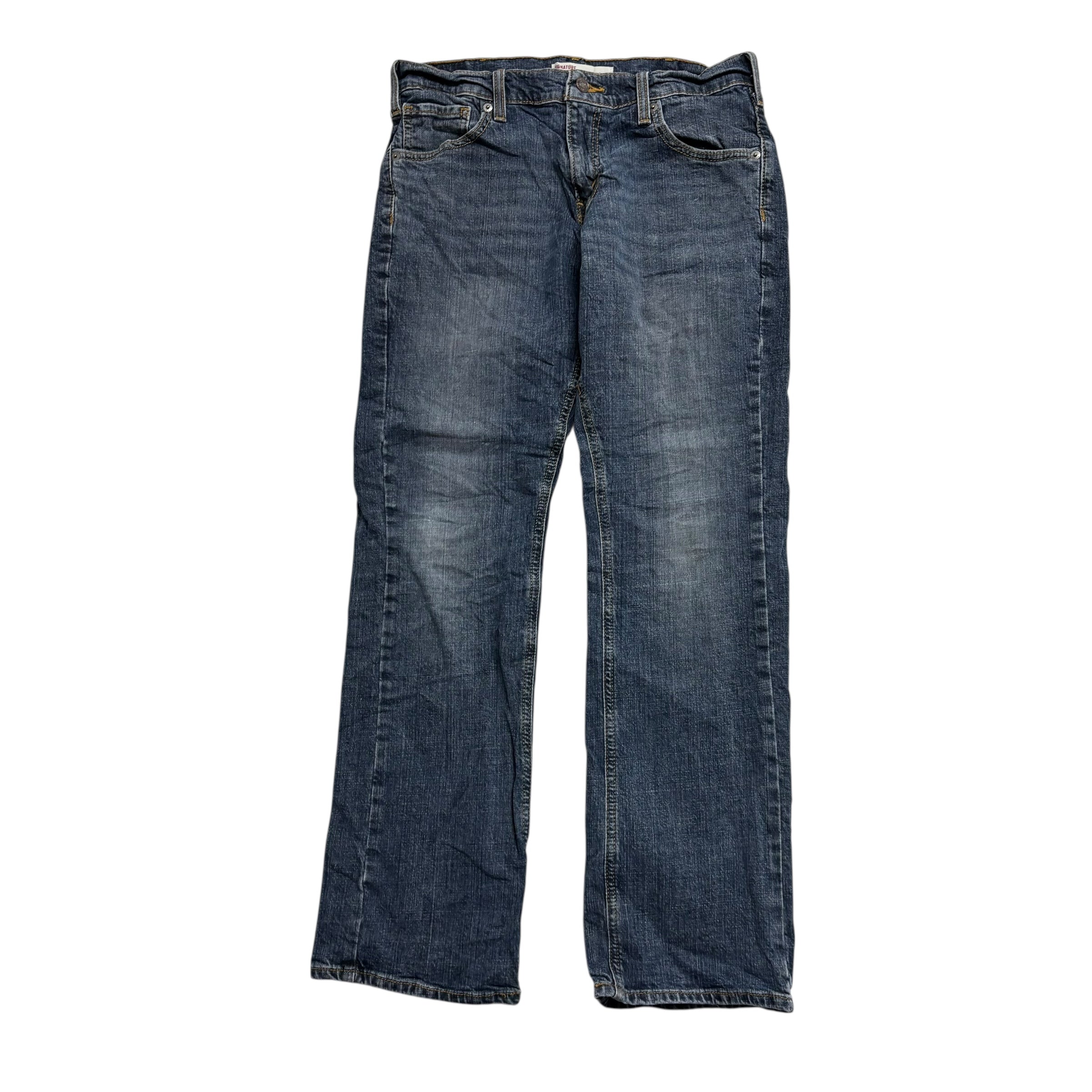 Levis Signature Jeans W30 L30 Mens Mid Blue Regular Bootcut Fit Stretch