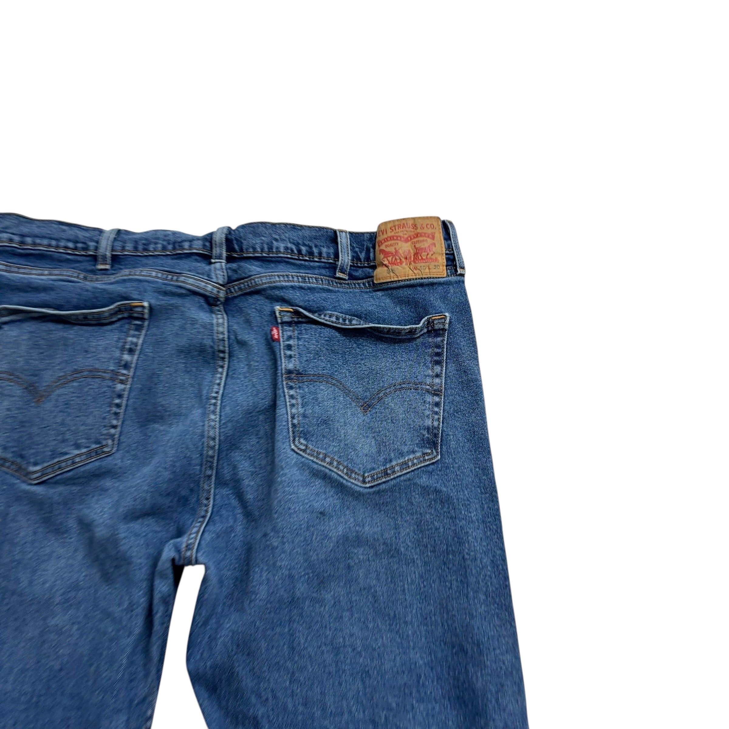 Levis 505 Jeans W40 L30 Mens Mid Blue Regular Straight Fit Stretch Denim (F)