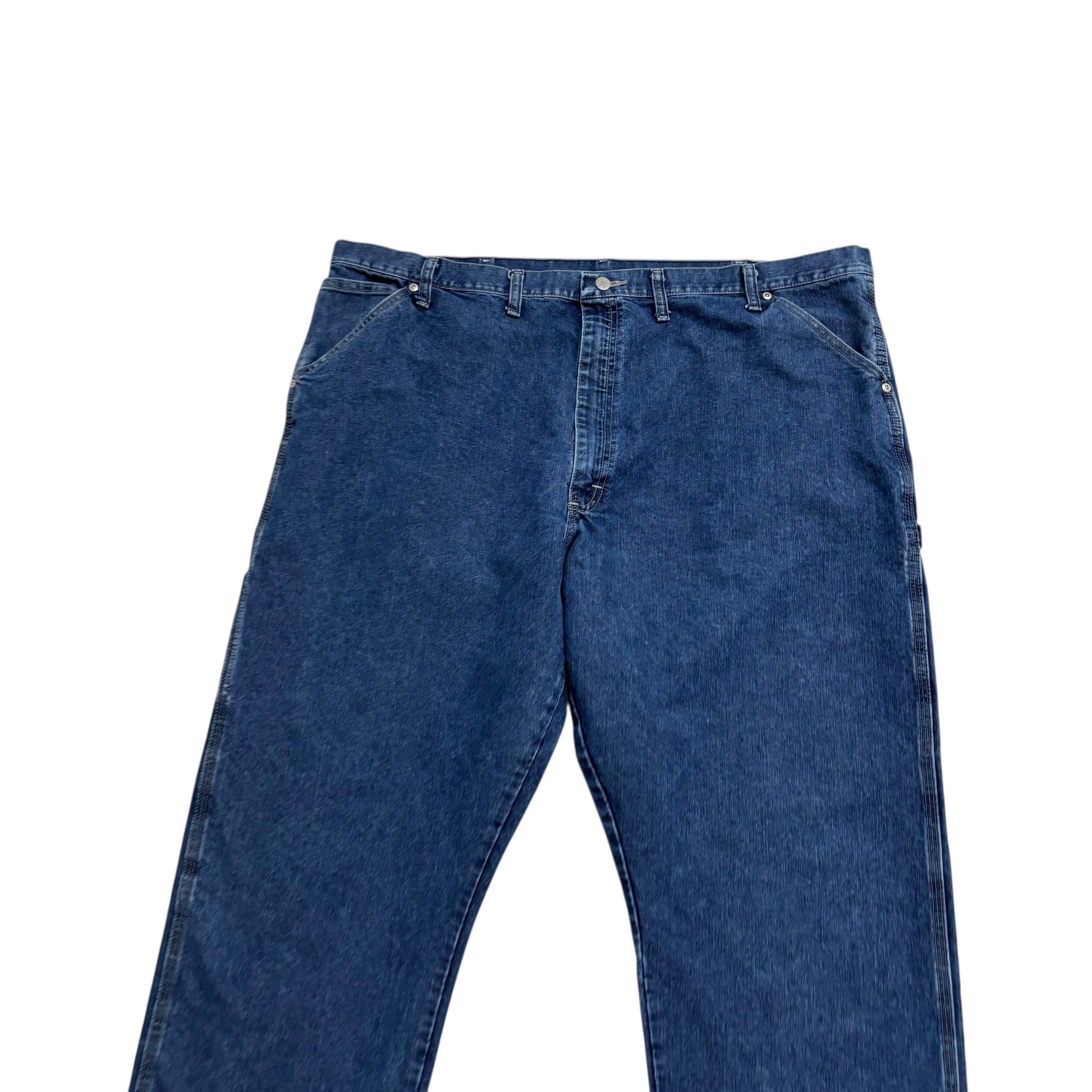 Wrangler Carpenter Jeans W46 L30 Mens Mid Blue Relaxed Straight Fit Denim (E)