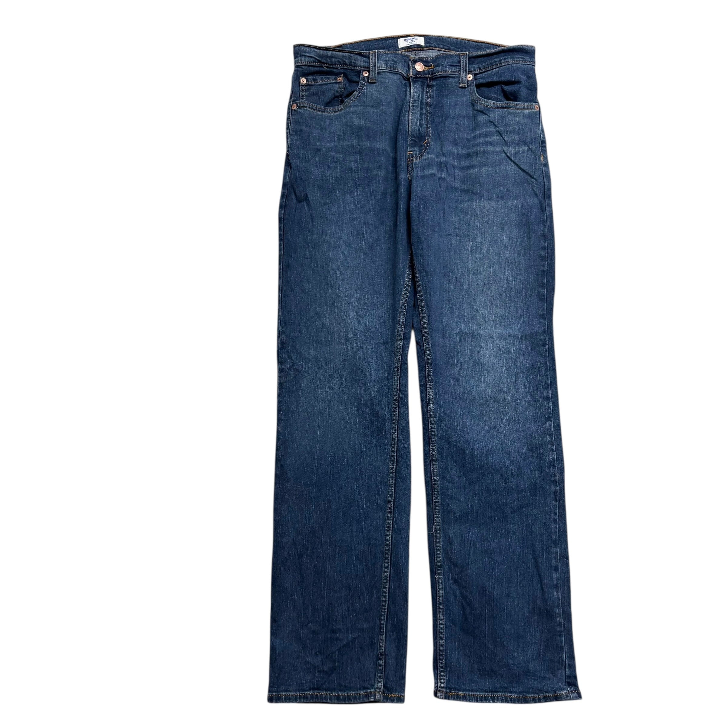 Levis Denizen Jeans W34 L32 Mens Dark Blue Relaxed Straight Fit Stretch Denim (E)