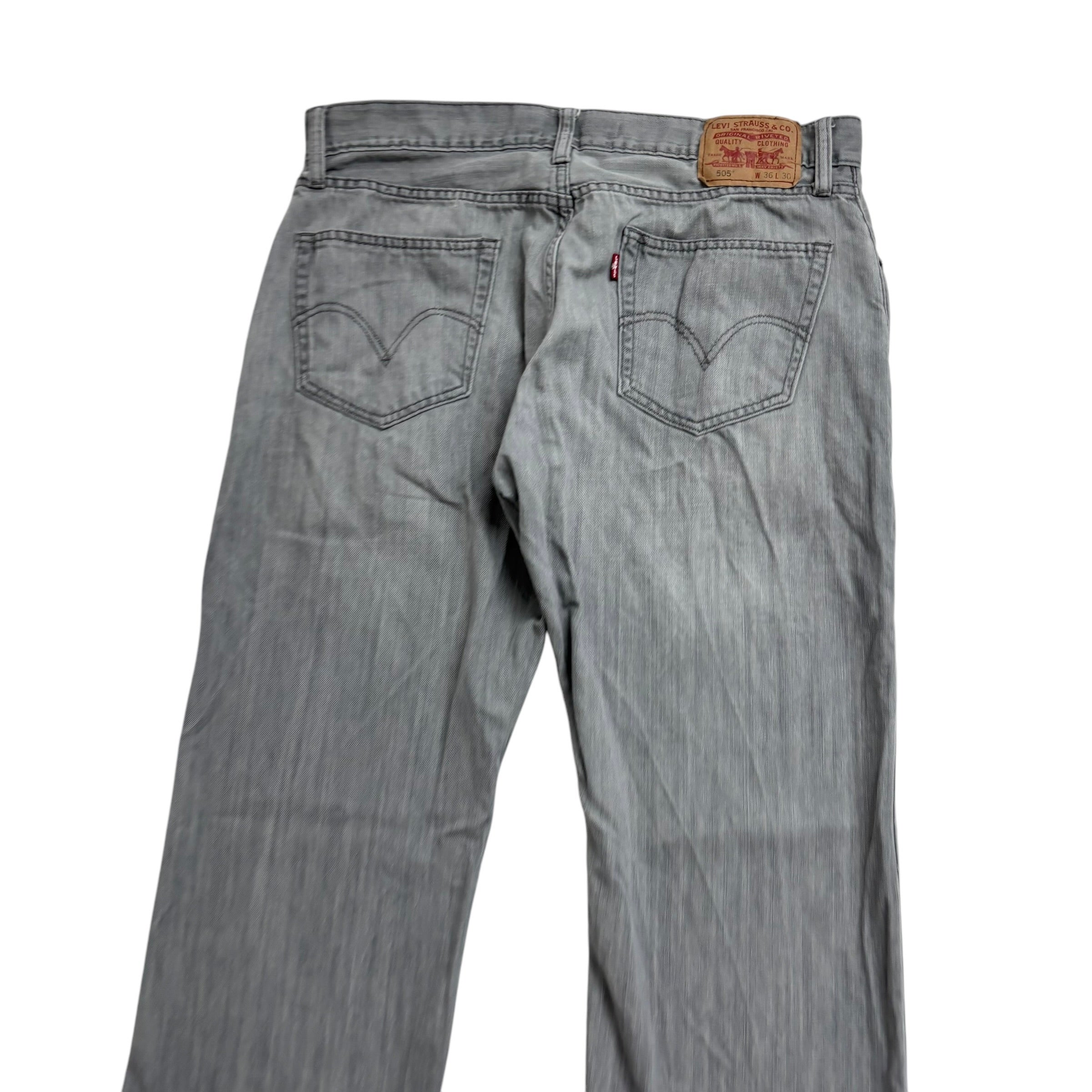 Levis 505 Jeans W36 L30 Mens Grey Regular Straight Fit Vintage Denim