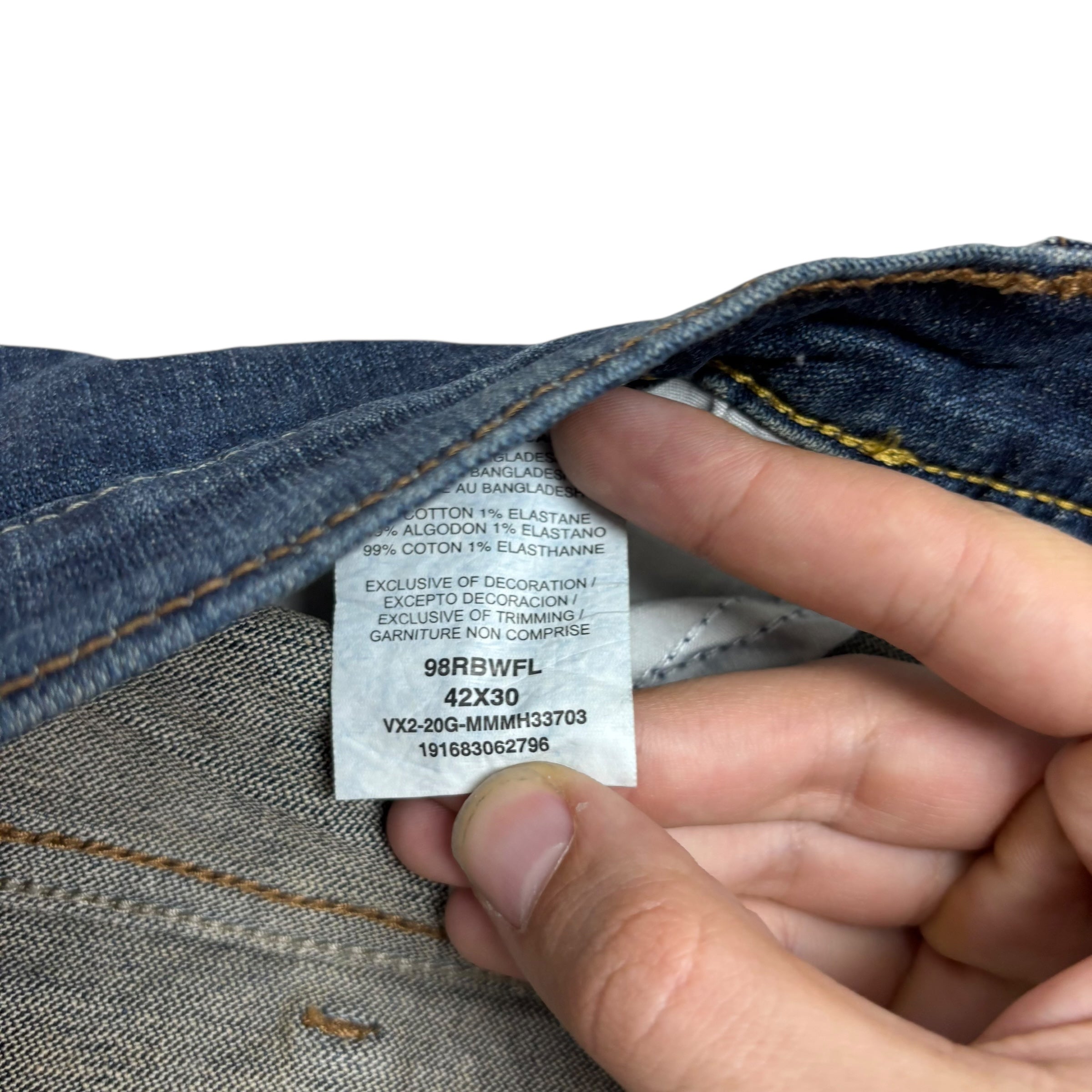 Wrangler Jeans W42 L30 Mens Dark Blue Relaxed Bootcut Fit Stretch Denim (E)