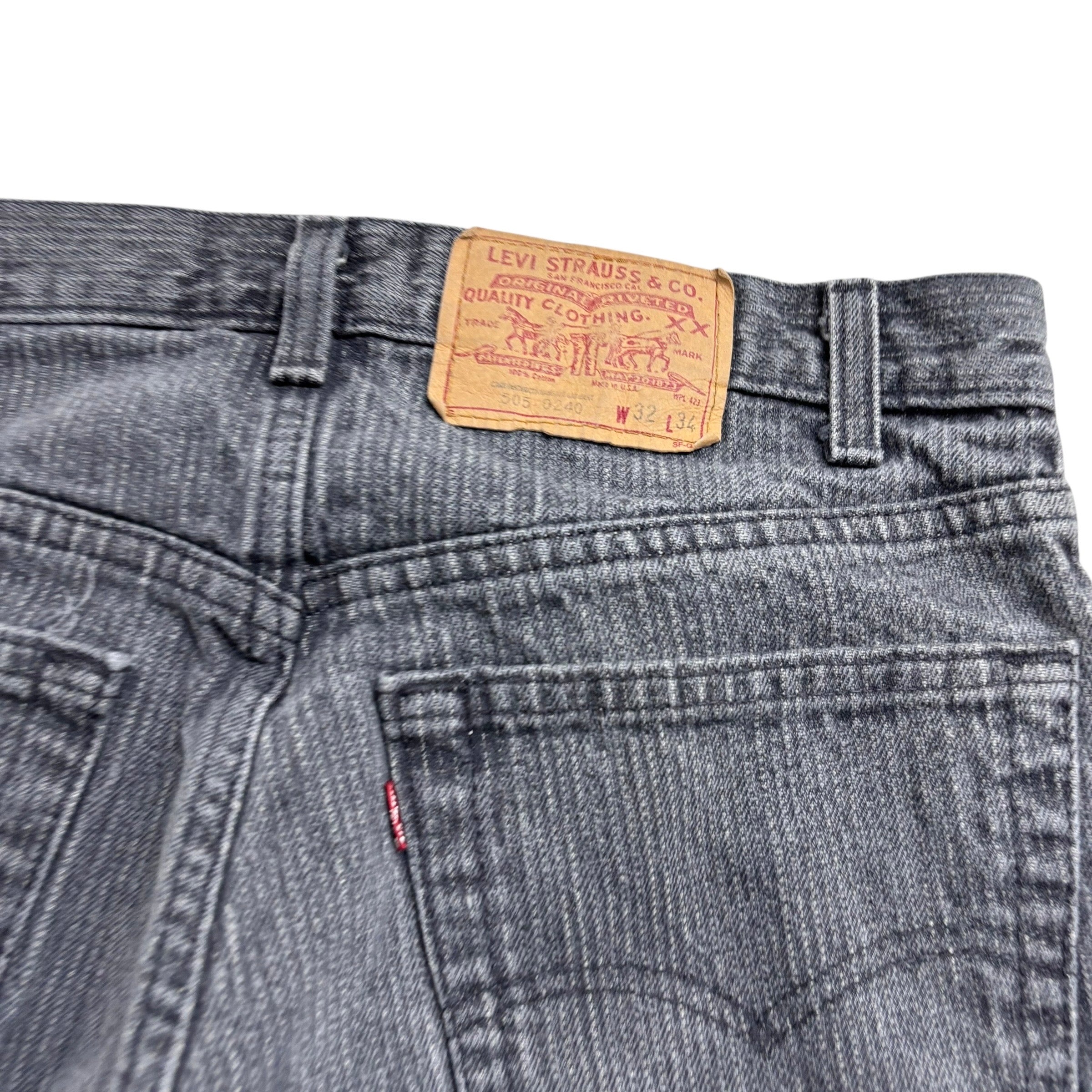 Levis 505 Jeans W31 L34 Mens Grey Slim Straight Fit Made In USA Vintage 80s